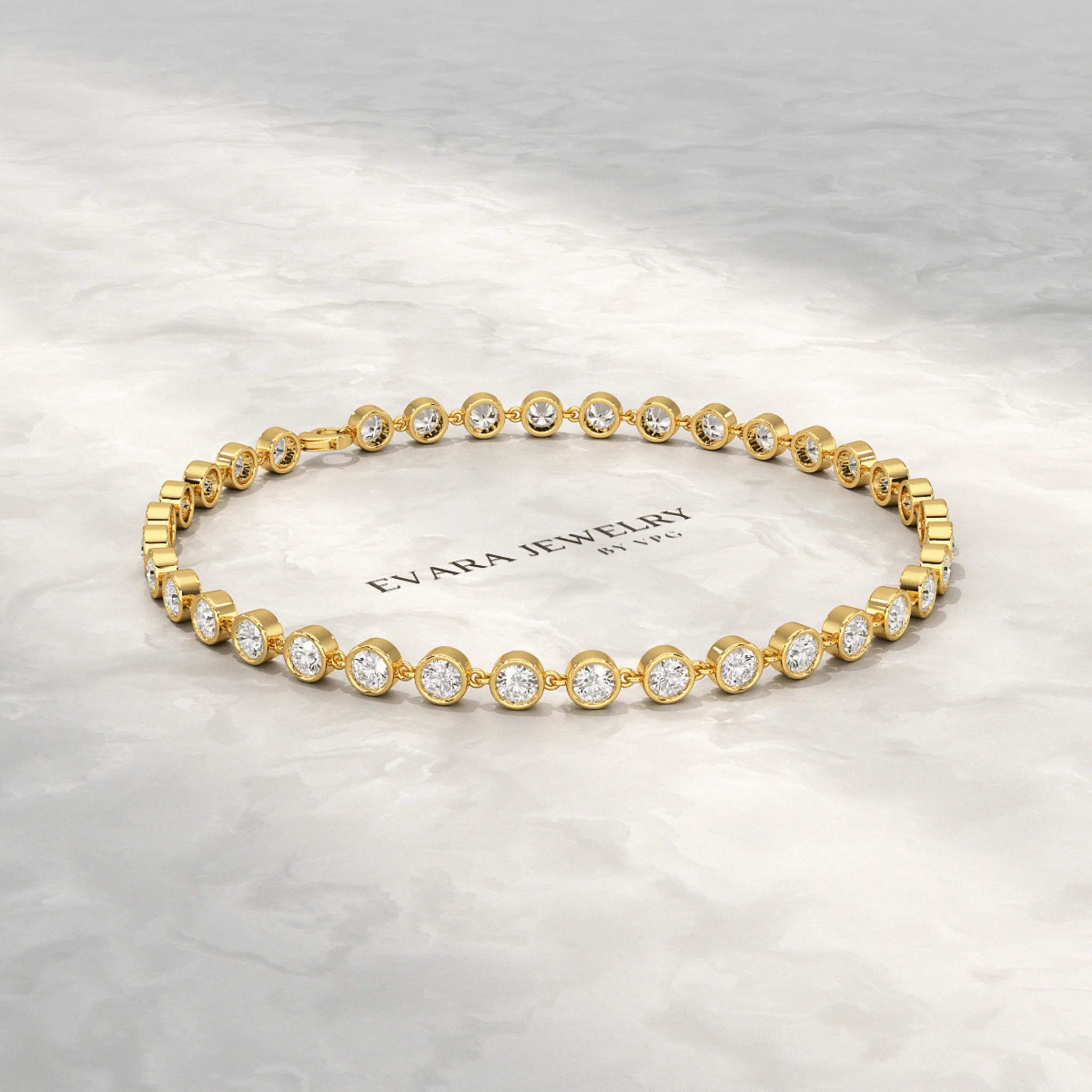 4 Carat Bezel Set Round Cut Diamond Gold Minimalist Tennis Bracelet - Image 12