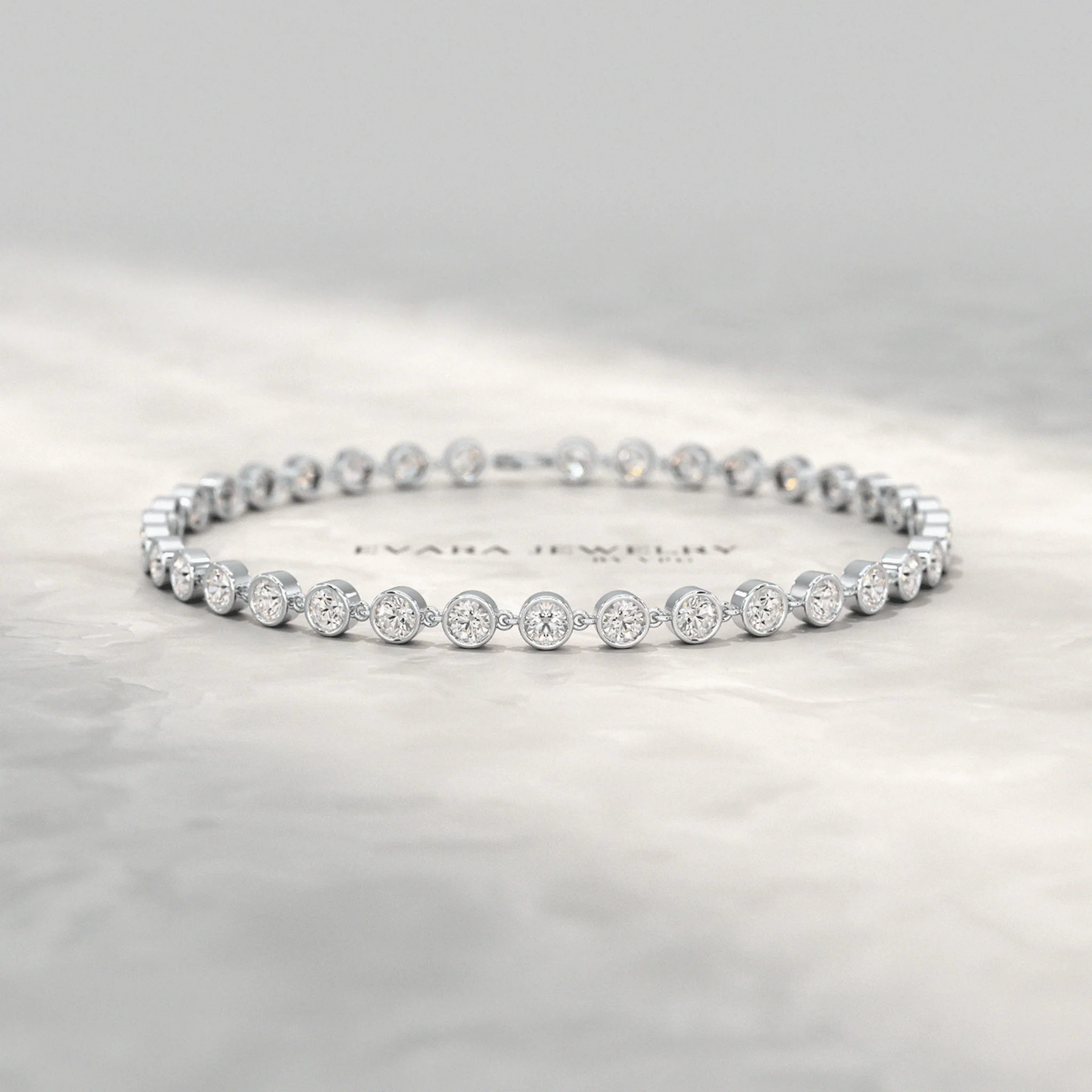 4 Carat Bezel Set Round Cut Diamond Gold Minimalist Tennis Bracelet - Image 13