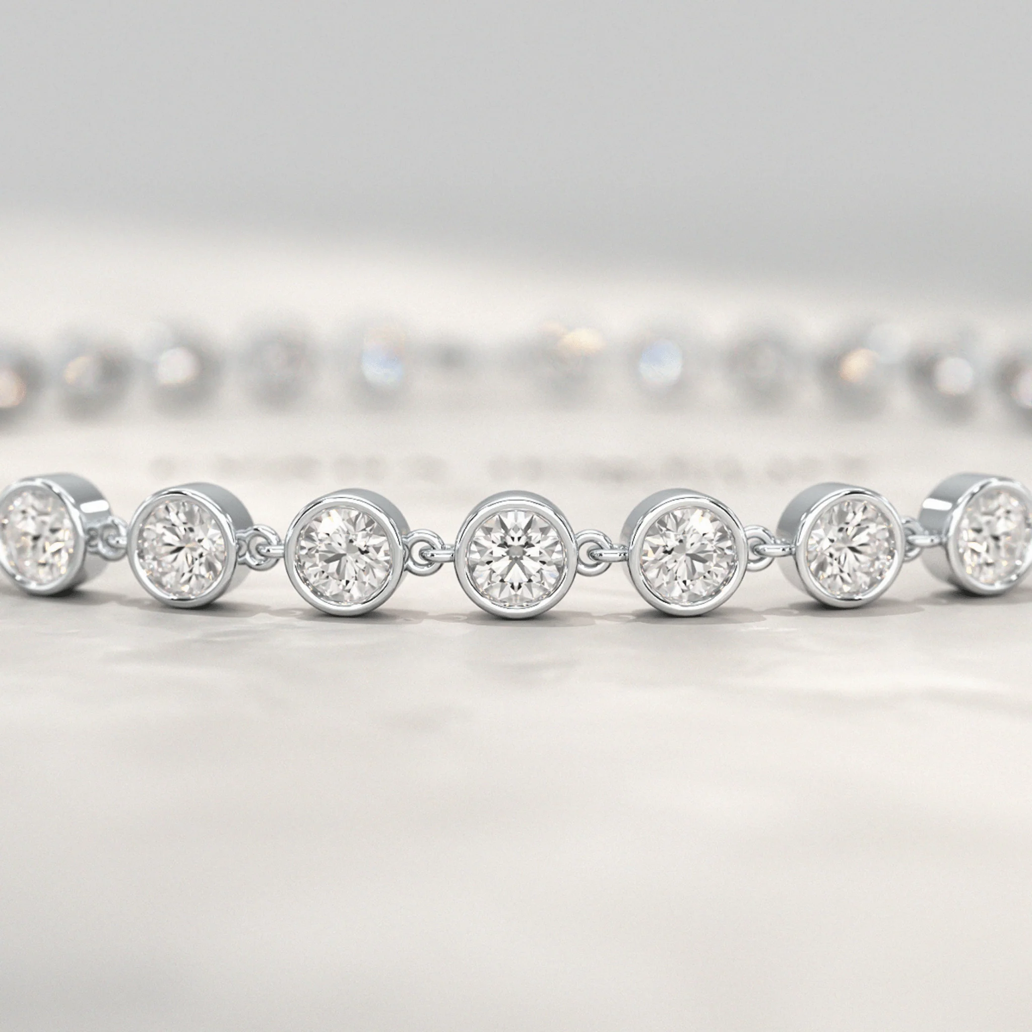 4 Carat Bezel Set Round Cut Diamond Gold Minimalist Tennis Bracelet - Image 14
