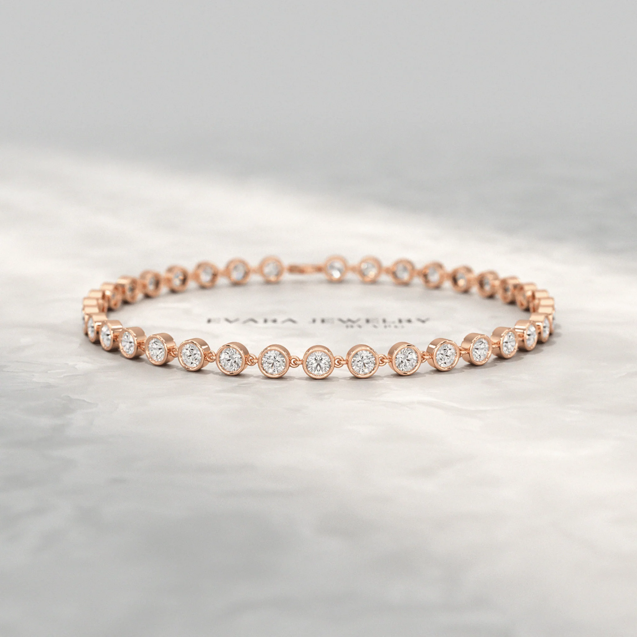4 Carat Bezel Set Round Cut Diamond Gold Minimalist Tennis Bracelet - Image 15