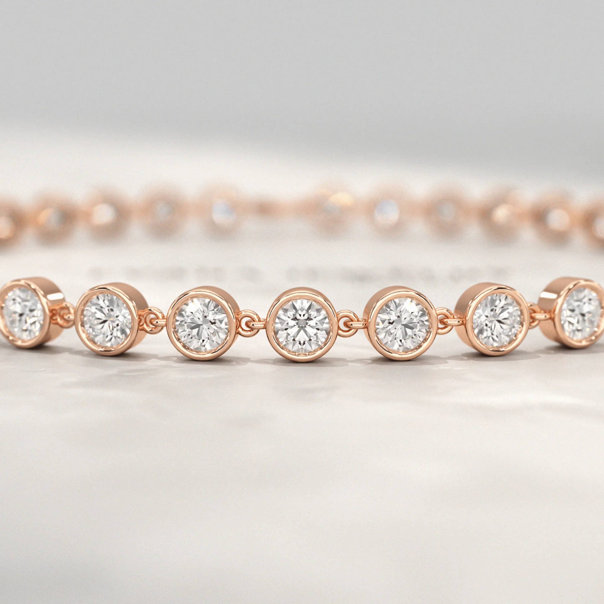 4 Carat Bezel Set Round Cut Diamond Gold Minimalist Tennis Bracelet - Image 16