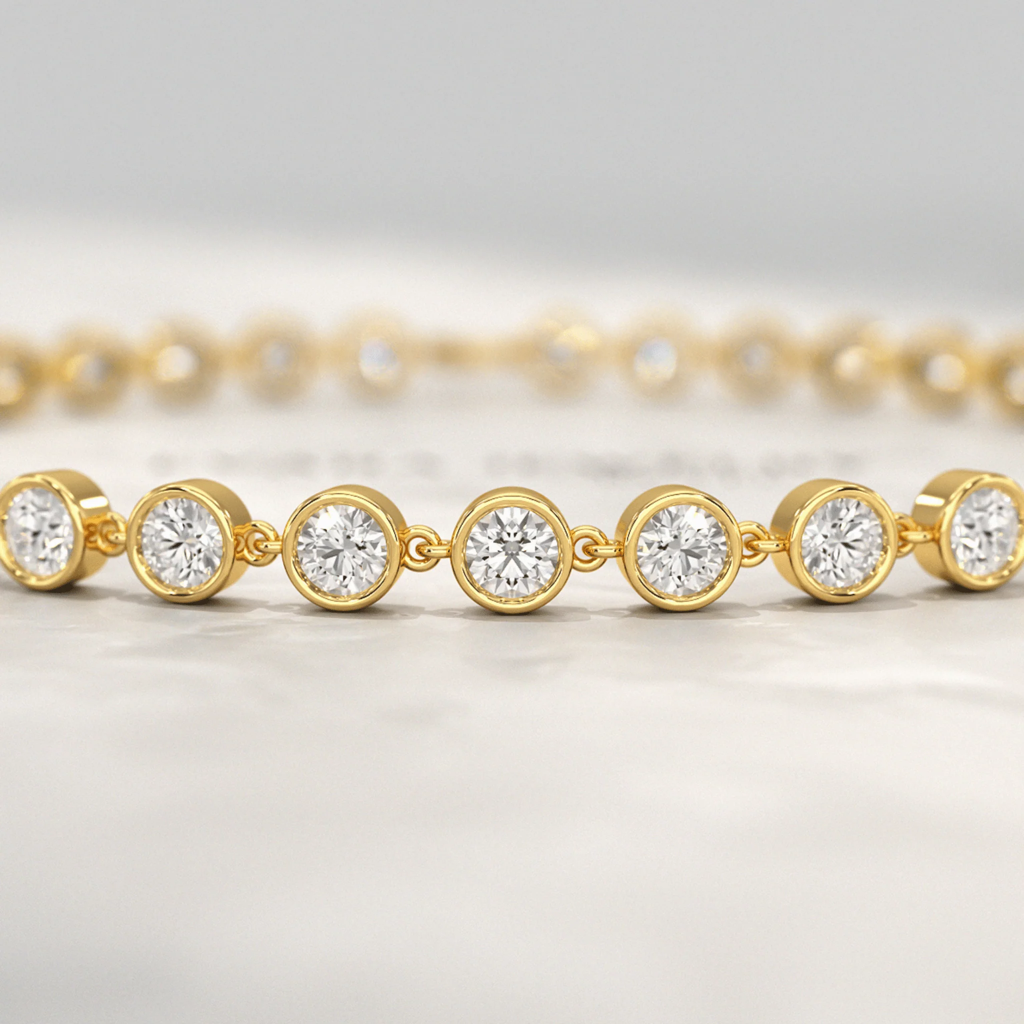 4 Carat Bezel Set Round Cut Diamond Gold Minimalist Tennis Bracelet - Image 9
