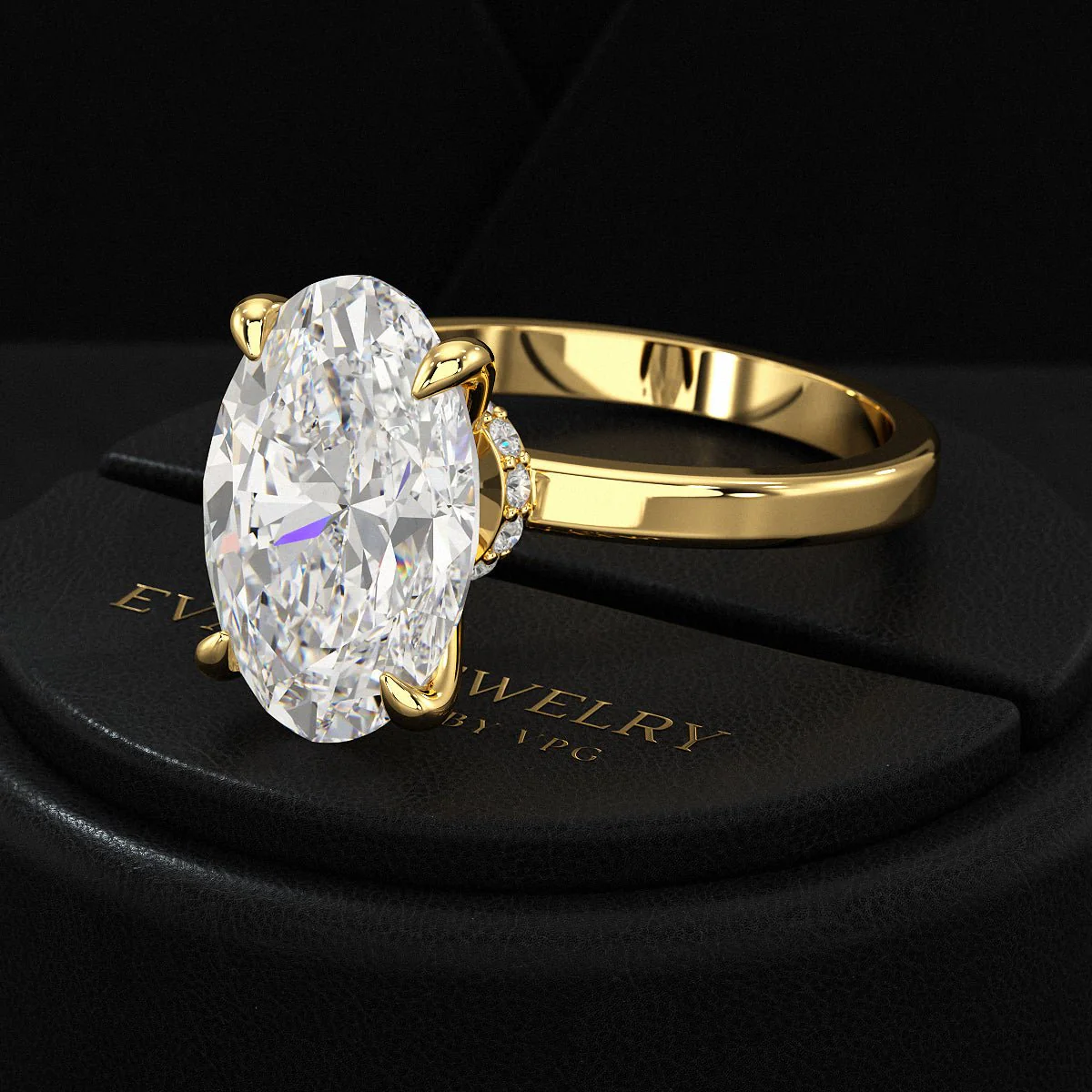 4 Carat Oval Cut Diamond Engagement Ring - Image 10