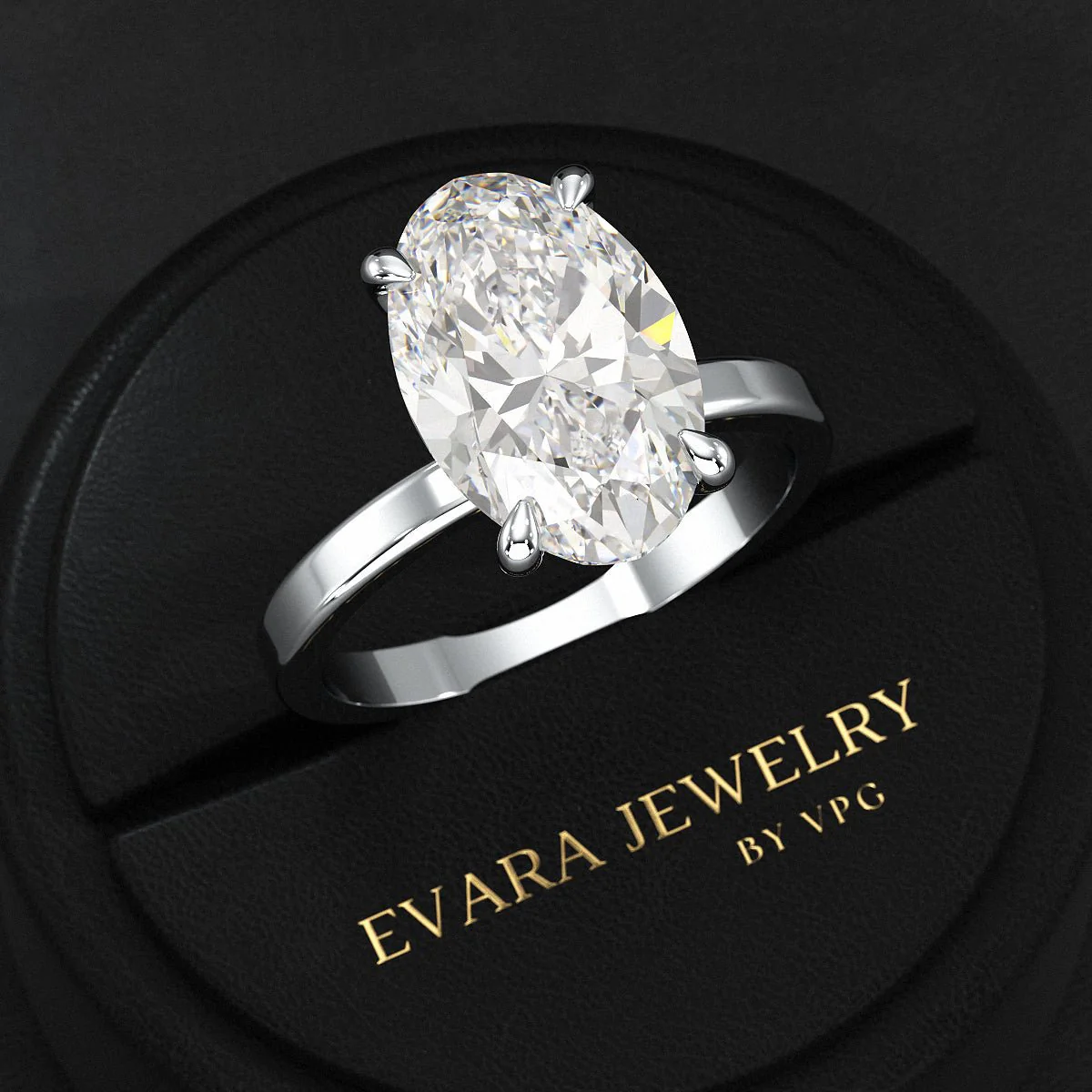 4 Carat Oval Cut Diamond Engagement Ring - Image 14