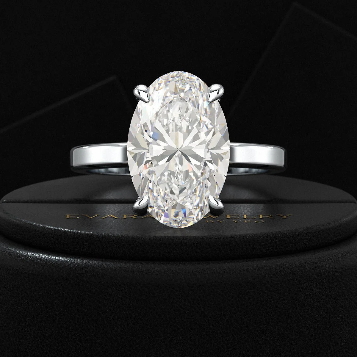 4 Carat Oval Cut Diamond Engagement Ring - Image 15
