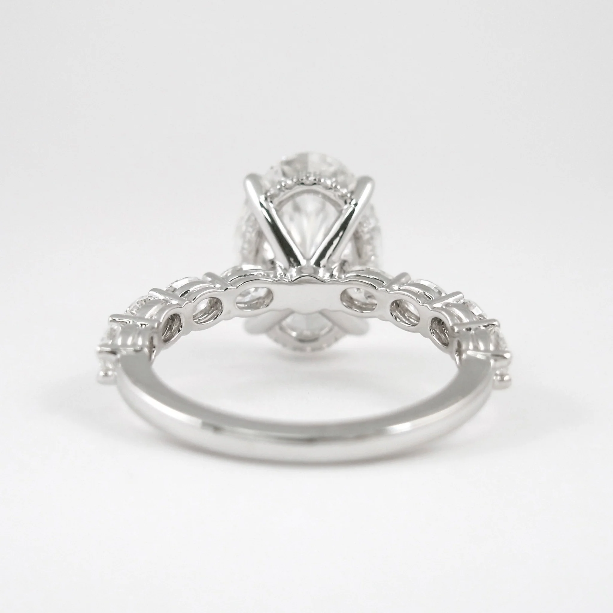 4 Carat Oval Cut Modern Deco Engagement Ring with Oval Cut Side Lab Grown Diamonds - Image 11