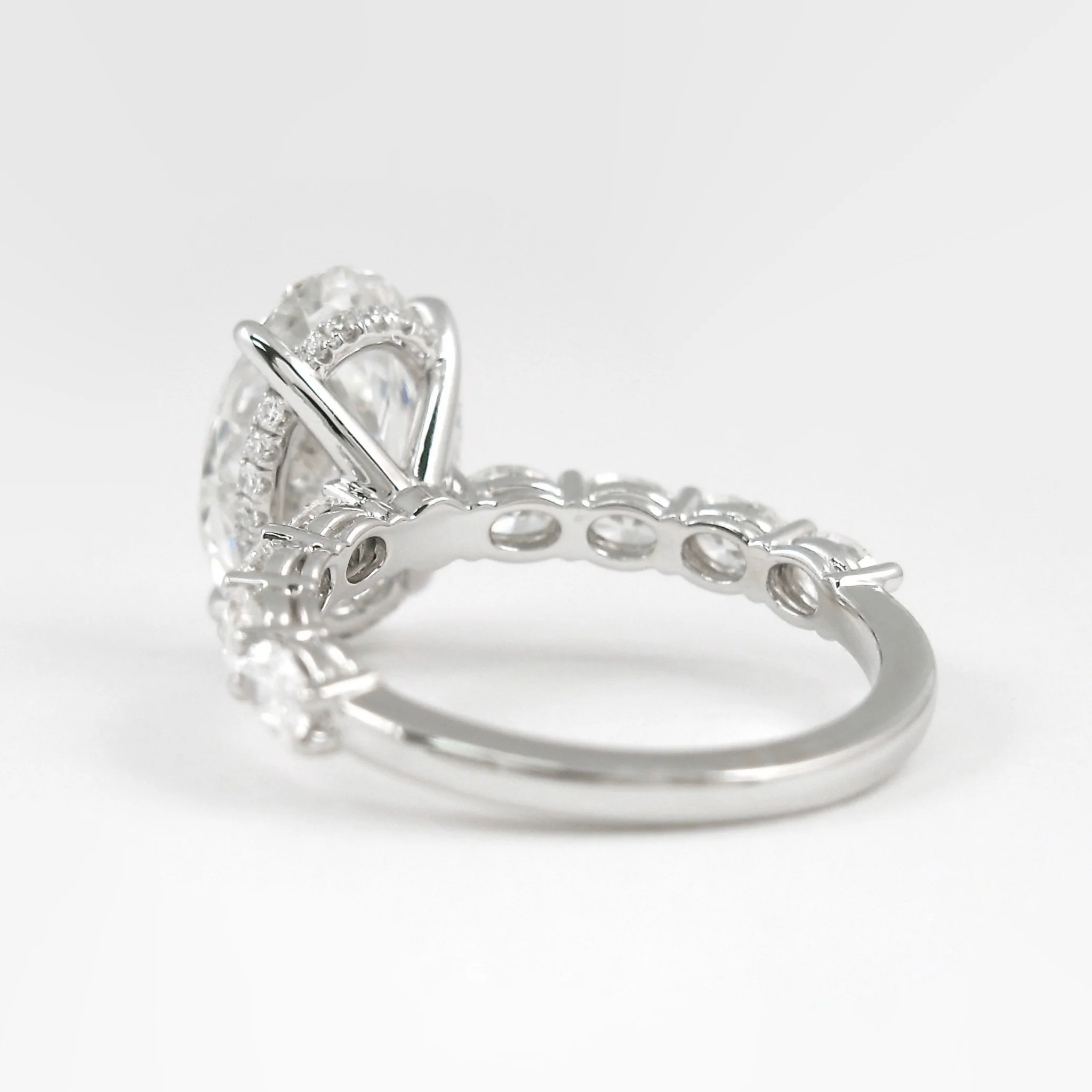 4 Carat Oval Cut Modern Deco Engagement Ring with Oval Cut Side Lab Grown Diamonds - Image 12