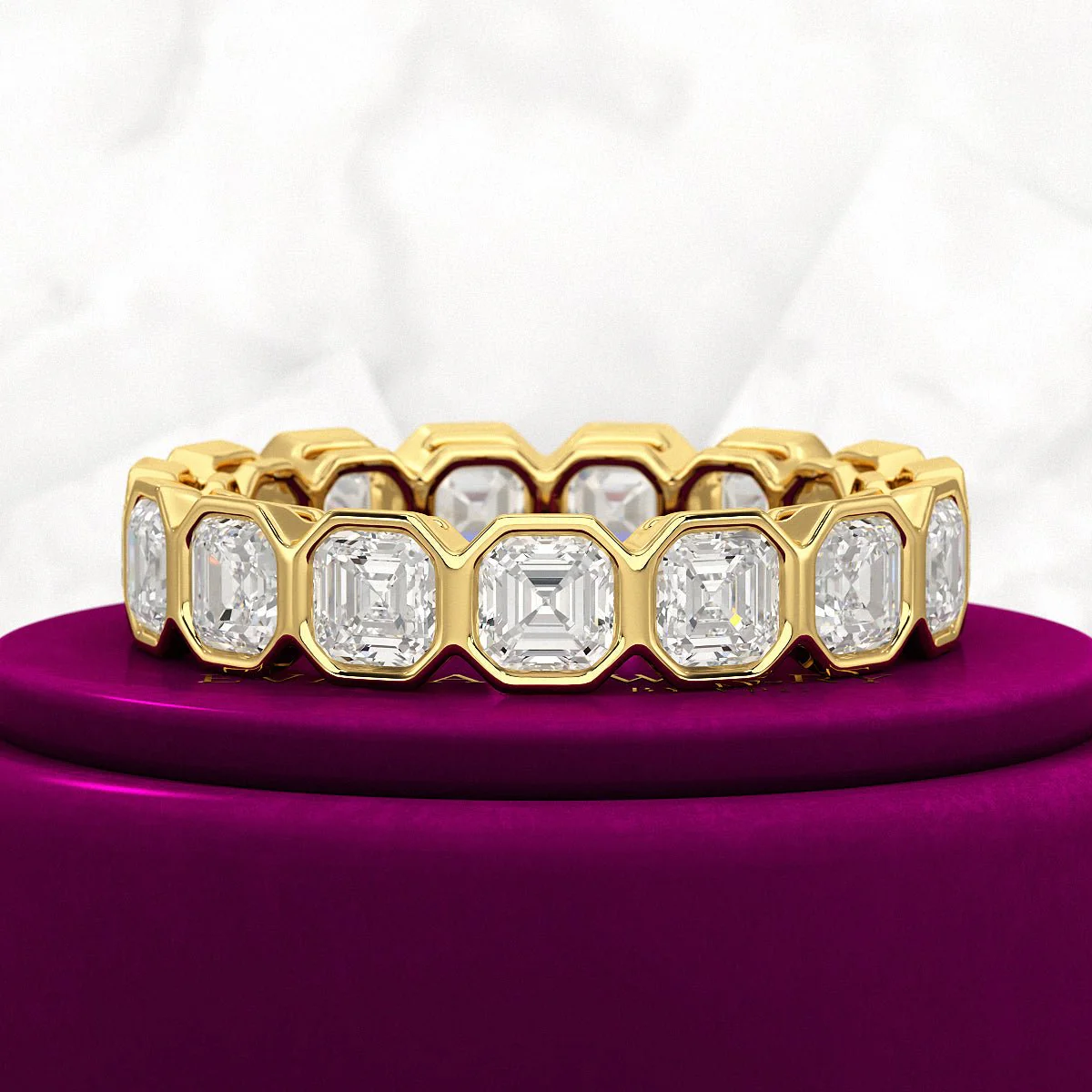 5.25 Carats Bezel Set Asscher Cut Modern Deco Diamond Eternity Band - Image 5