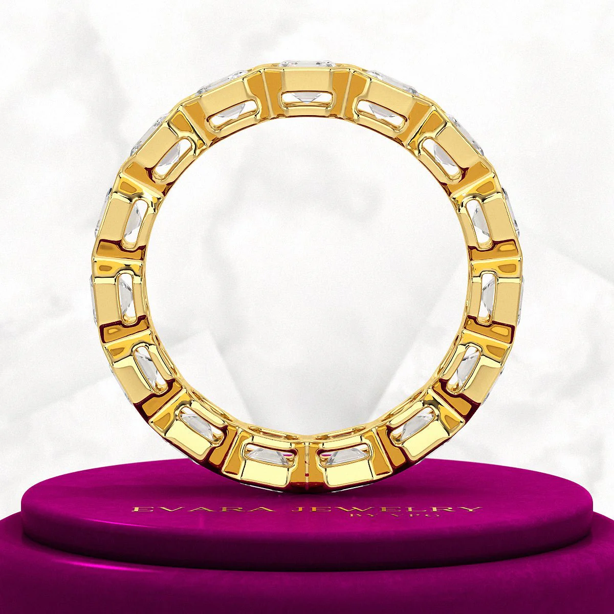 5.25 Carats Bezel Set Asscher Cut Modern Deco Diamond Eternity Band - Image 6