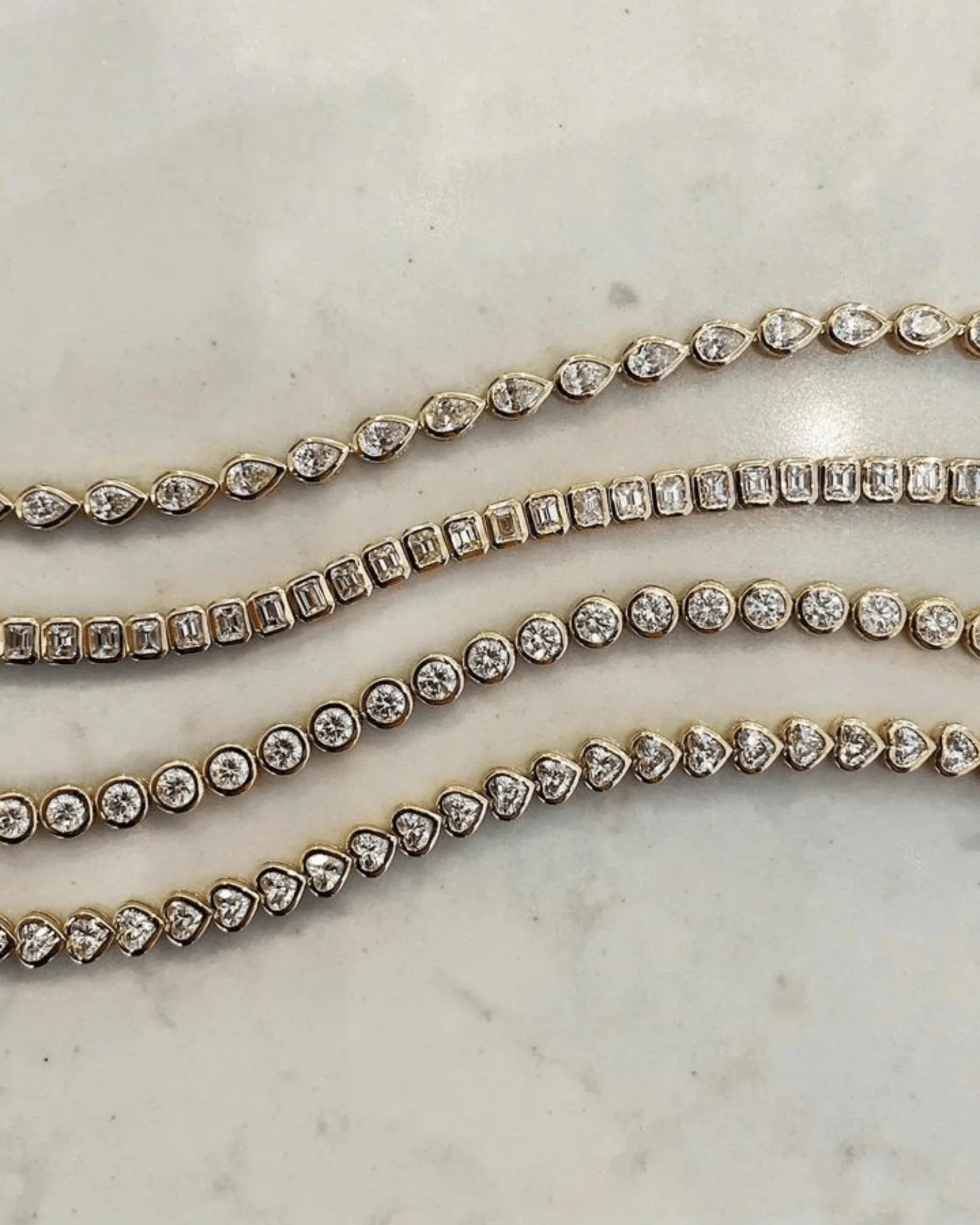 5 Carat Bezel Set Emerald Cut Luxury Diamond Tennis Bracelet in 14K Gold - Image 4