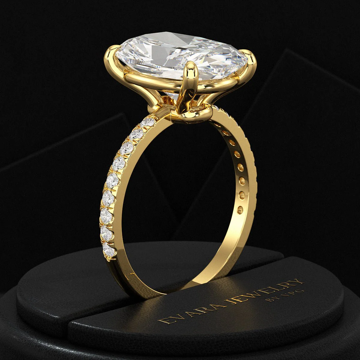 5 Carat Elongated Cushion Cut Diamond Wedding Ring - Image 10