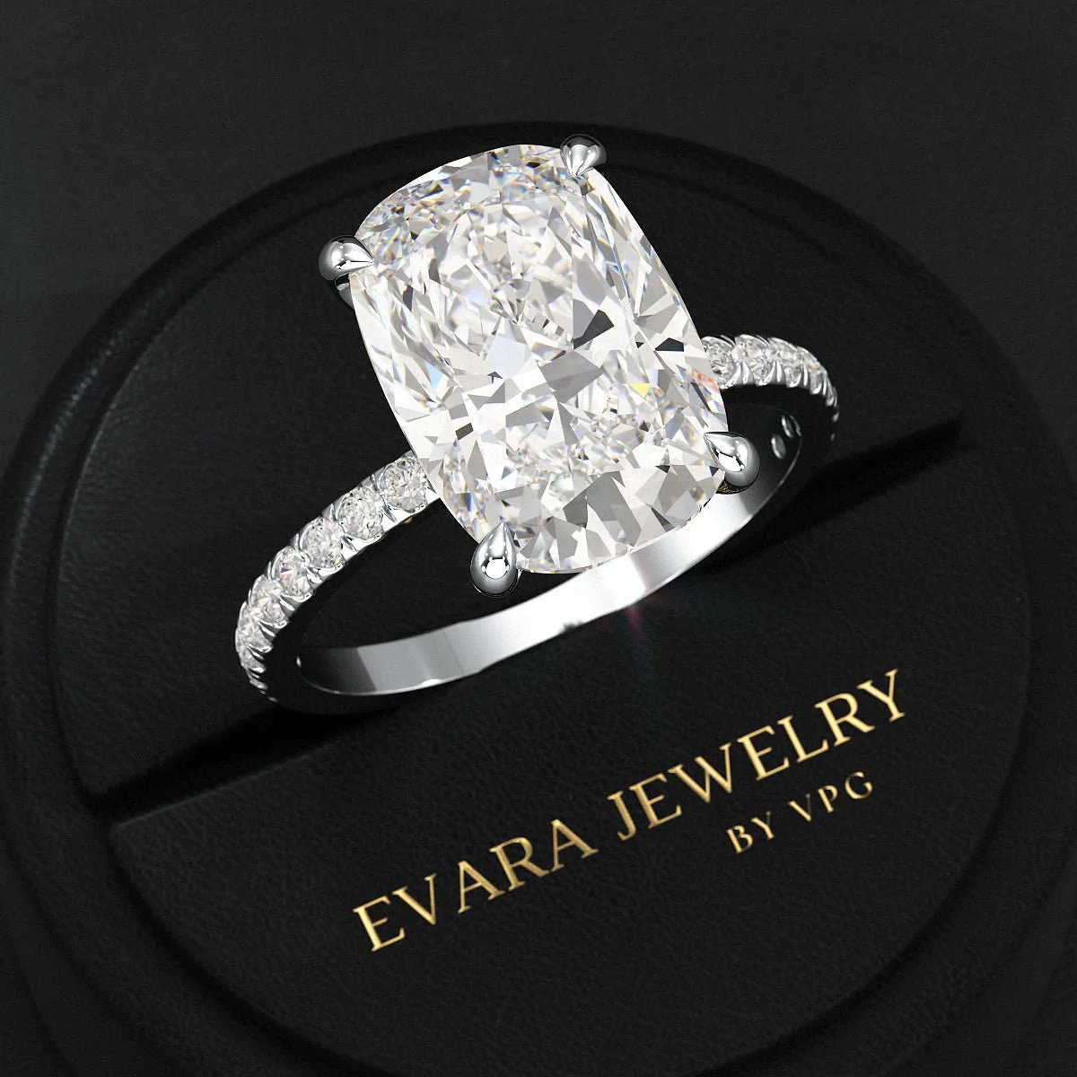 5 Carat Elongated Cushion Cut Diamond Wedding Ring - Image 13