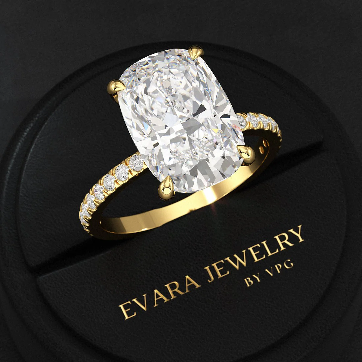 5 Carat Elongated Cushion Cut Diamond Wedding Ring - Image 7