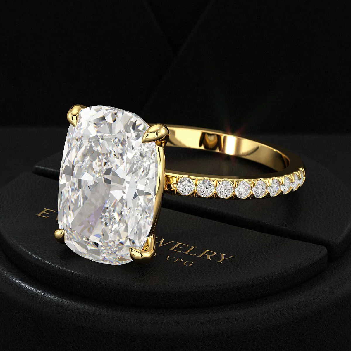 5 Carat Elongated Cushion Cut Diamond Wedding Ring - Image 9