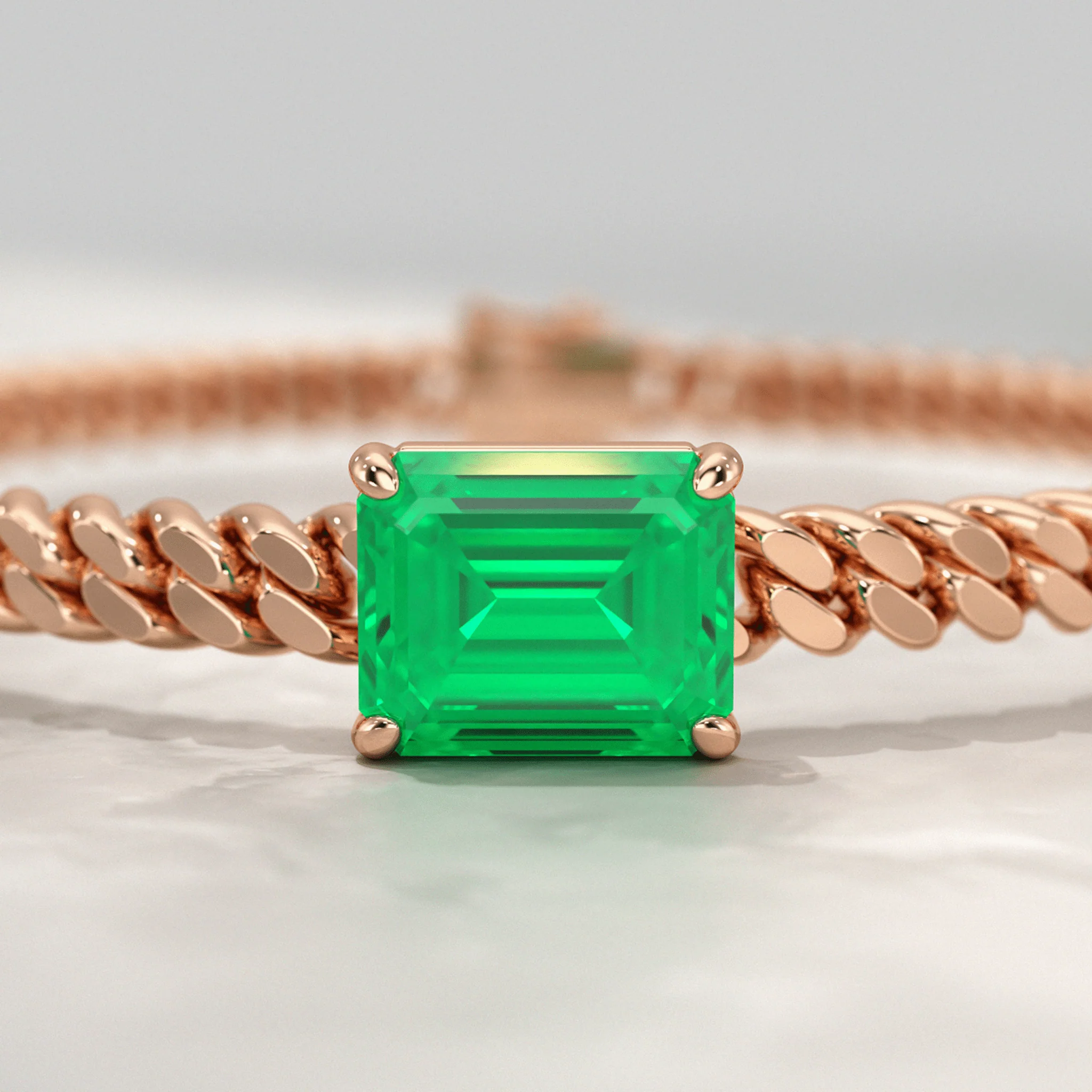 5 Carat Emerald Cut Lab Grown Emerald Cuban Chain Luxury Bracelet - Image 10