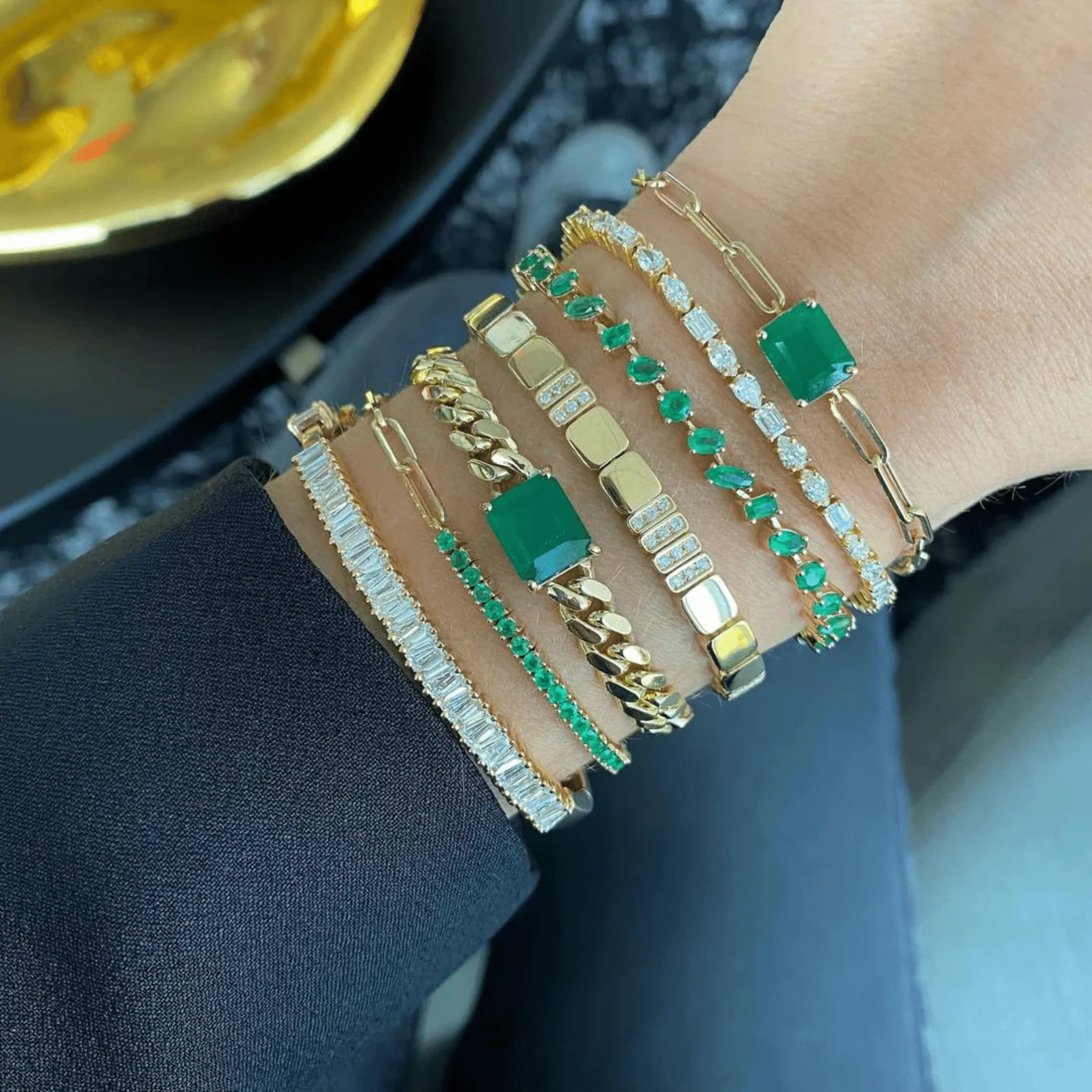 5 Carat Emerald Cut Lab Grown Emerald Cuban Chain Luxury Bracelet - Image 2