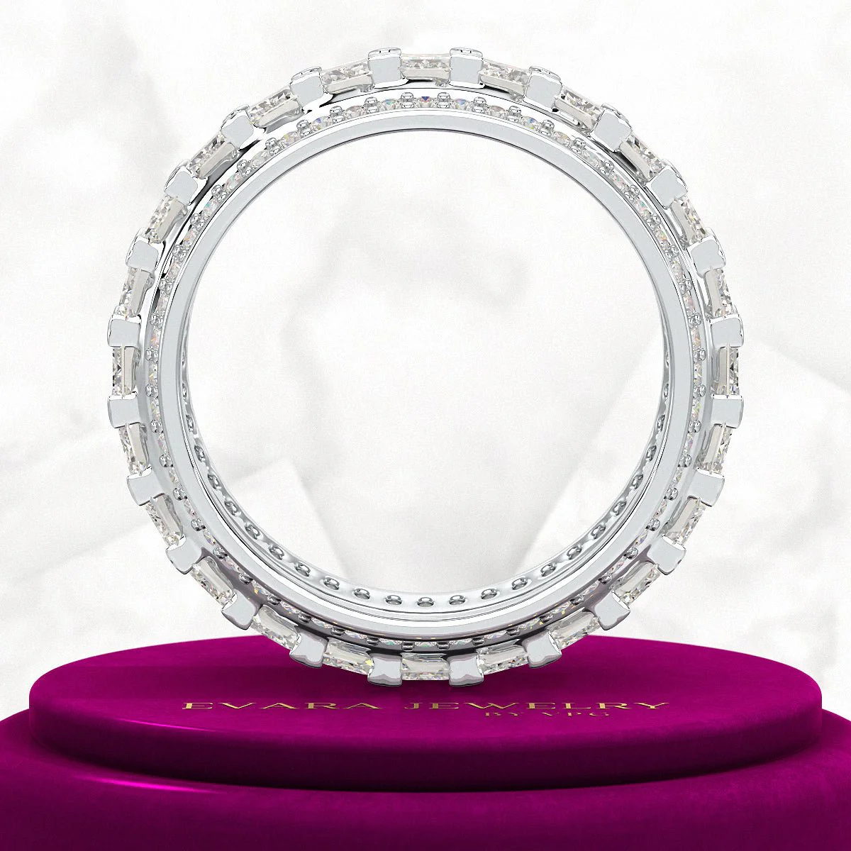 5 Carat Emerald & Round Cut Lab Grown Diamond Minimalist Wedding Eternity Band - Image 9