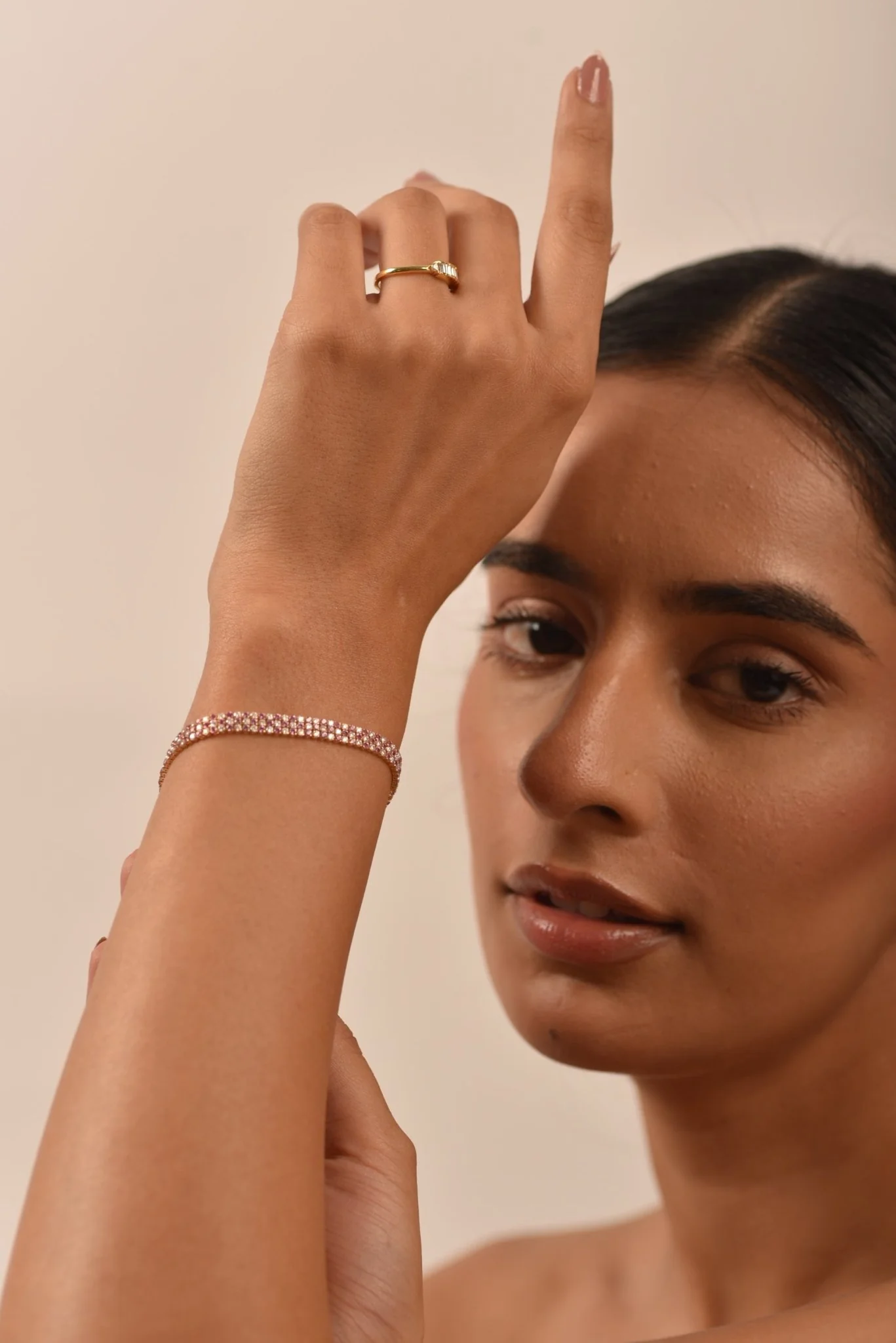 5 Carat Natural Pink Sapphire & Lab Grown Diamond Three Row Alternate Tennis Bracelet - Image 10