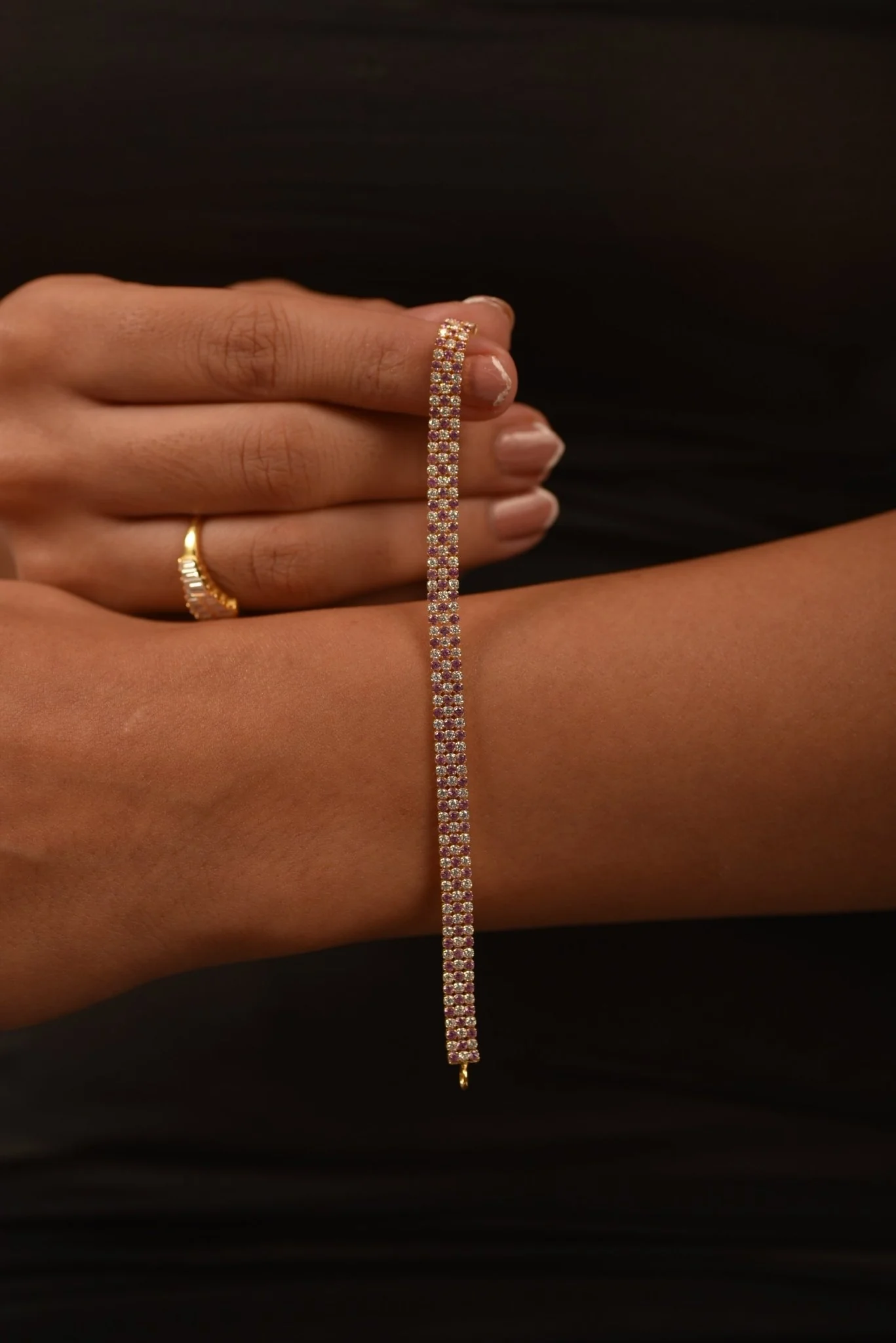 5 Carat Natural Pink Sapphire & Lab Grown Diamond Three Row Alternate Tennis Bracelet - Image 11