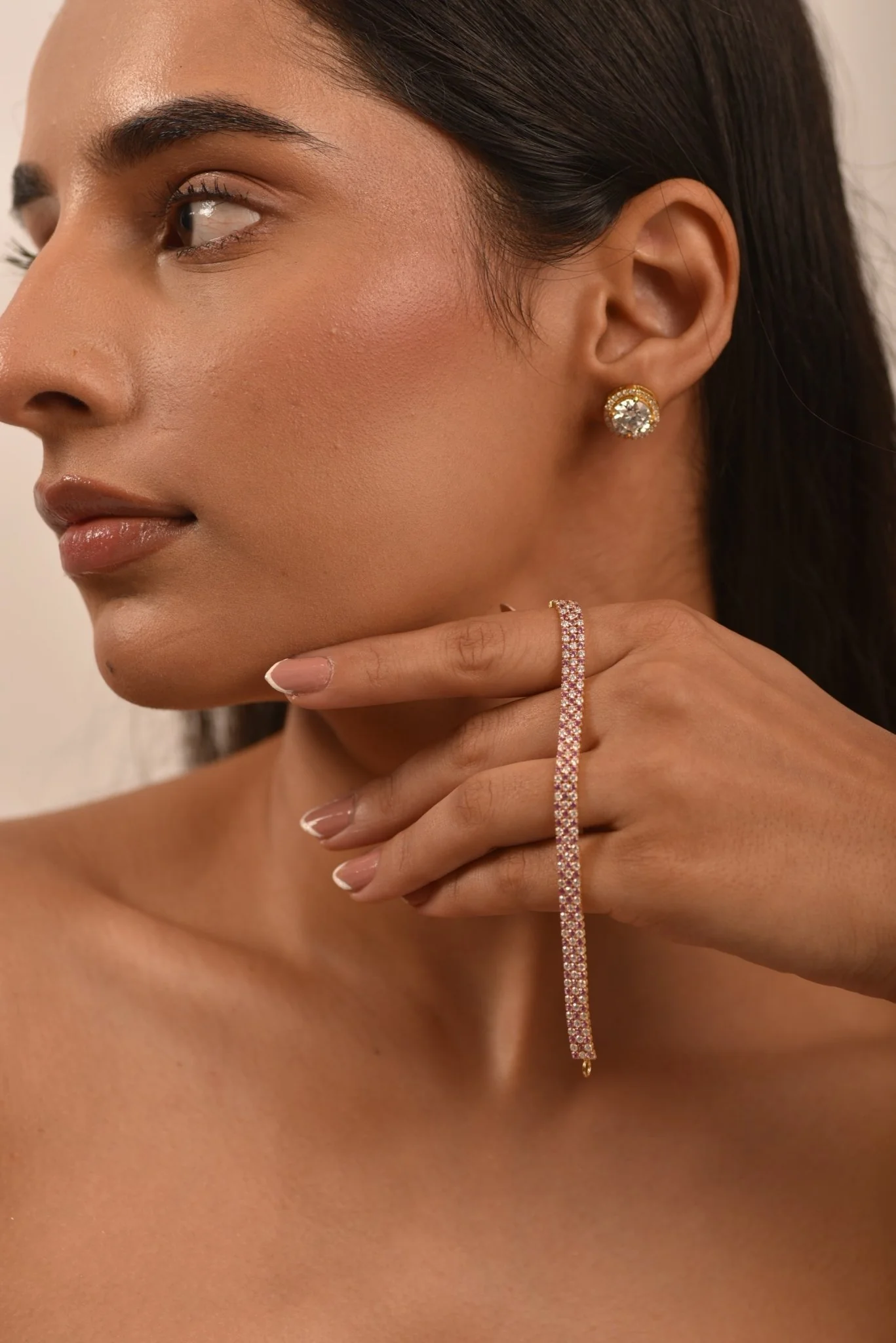 5 Carat Natural Pink Sapphire & Lab Grown Diamond Three Row Alternate Tennis Bracelet - Image 12