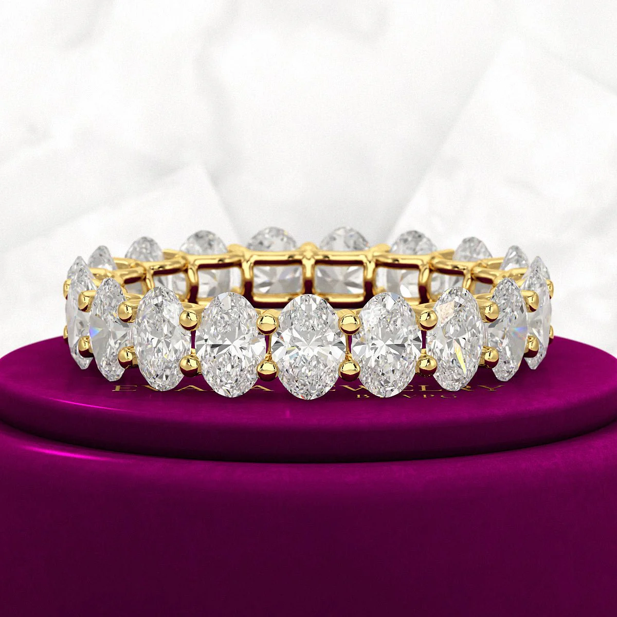 5 Carat Oval Cut Diamond Minimalist Eternity Wedding Band - Image 4