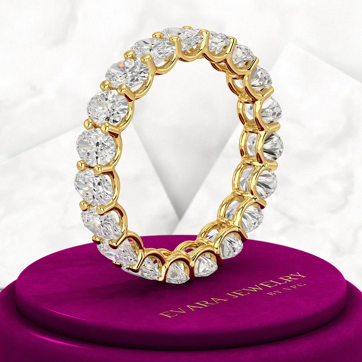 5 Carat Oval Cut Diamond Minimalist Eternity Wedding Band - Image 5