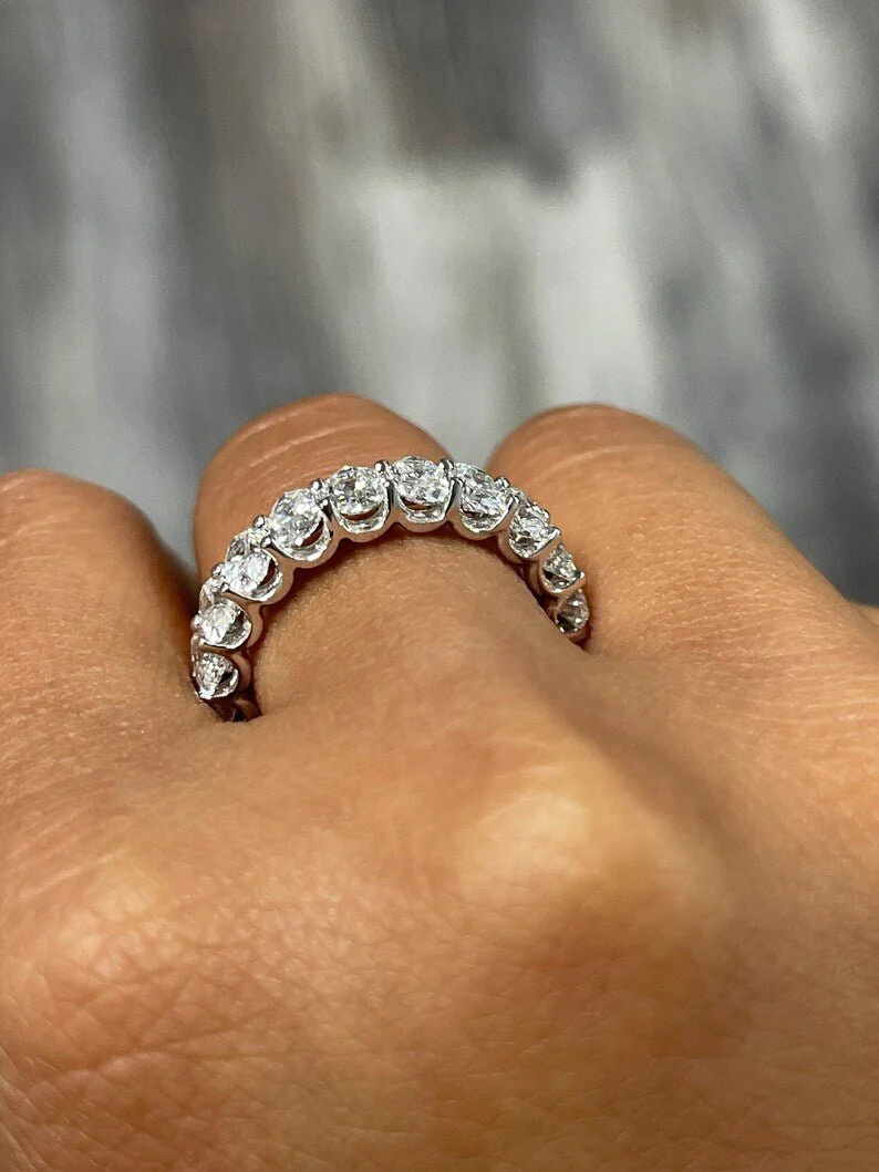 5 Carat Oval Cut Diamond Minimalist Eternity Wedding Band - Image 7