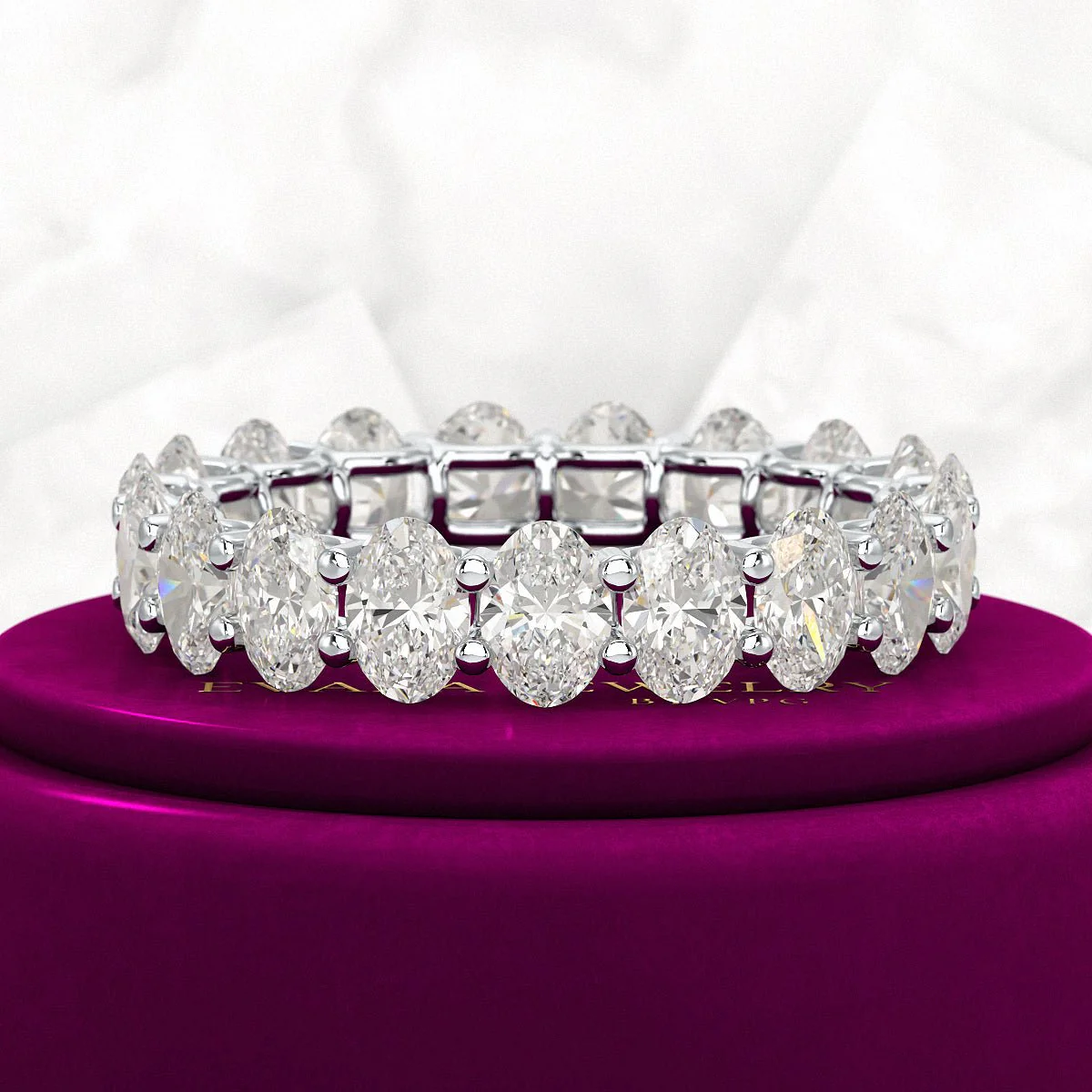 5 Carat Oval Cut Diamond Minimalist Eternity Wedding Band - Image 8