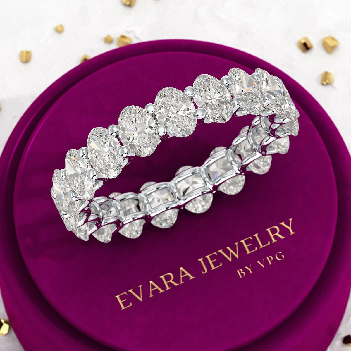 5 Carat Oval Cut Diamond Minimalist Eternity Wedding Band - Image 9