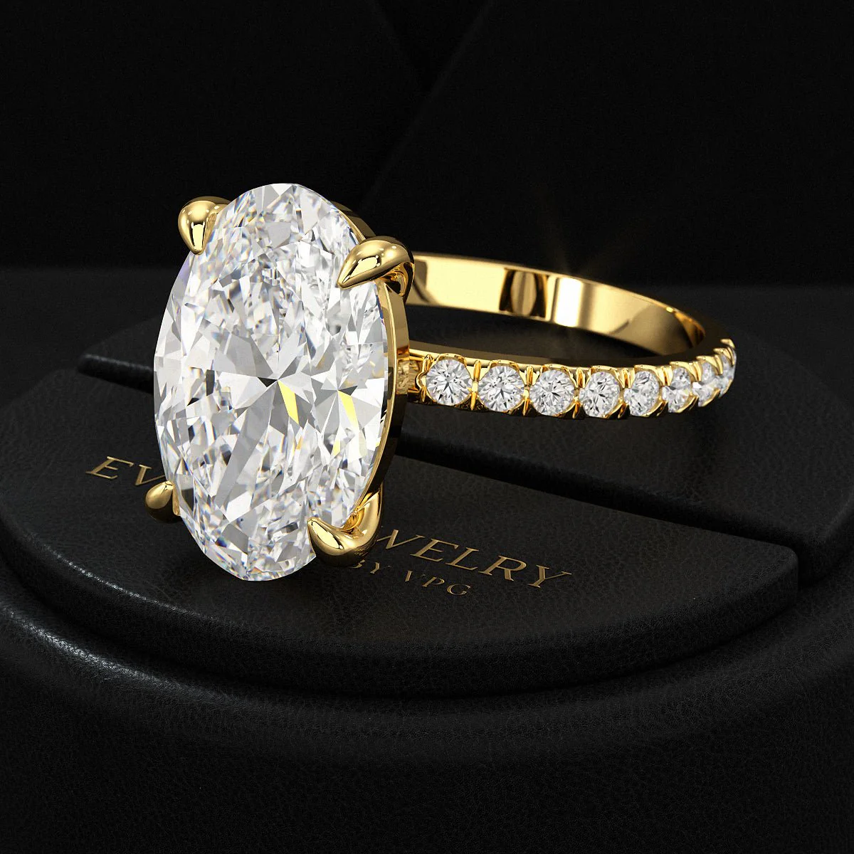 5 Carat Oval Cut Diamond Wedding Ring - Image 9