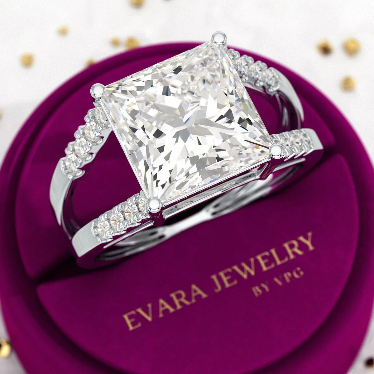 5 Carat Princess Cut Lab Grown Diamond Wedding Ring - Image 10