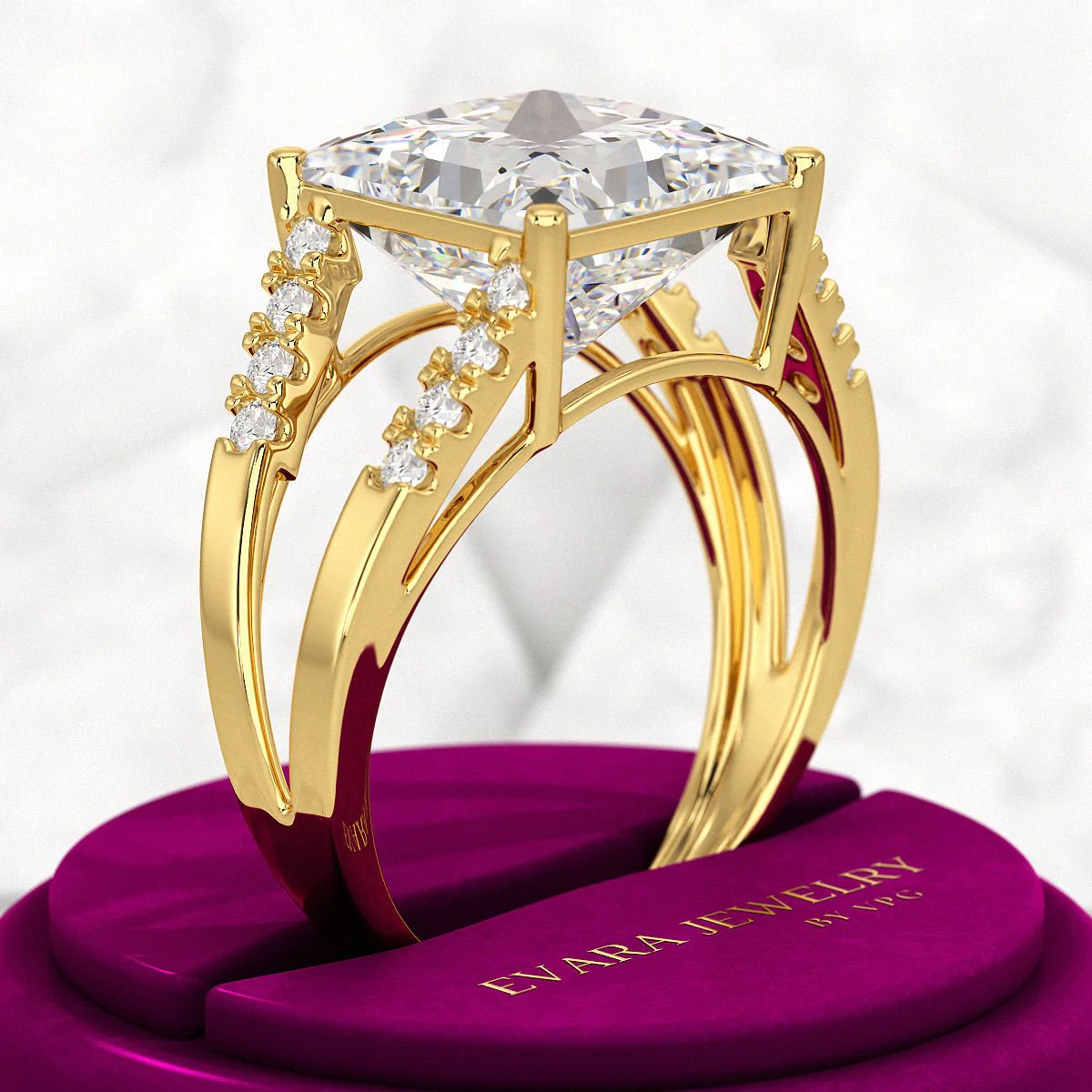5 Carat Princess Cut Lab Grown Diamond Wedding Ring - Image 4