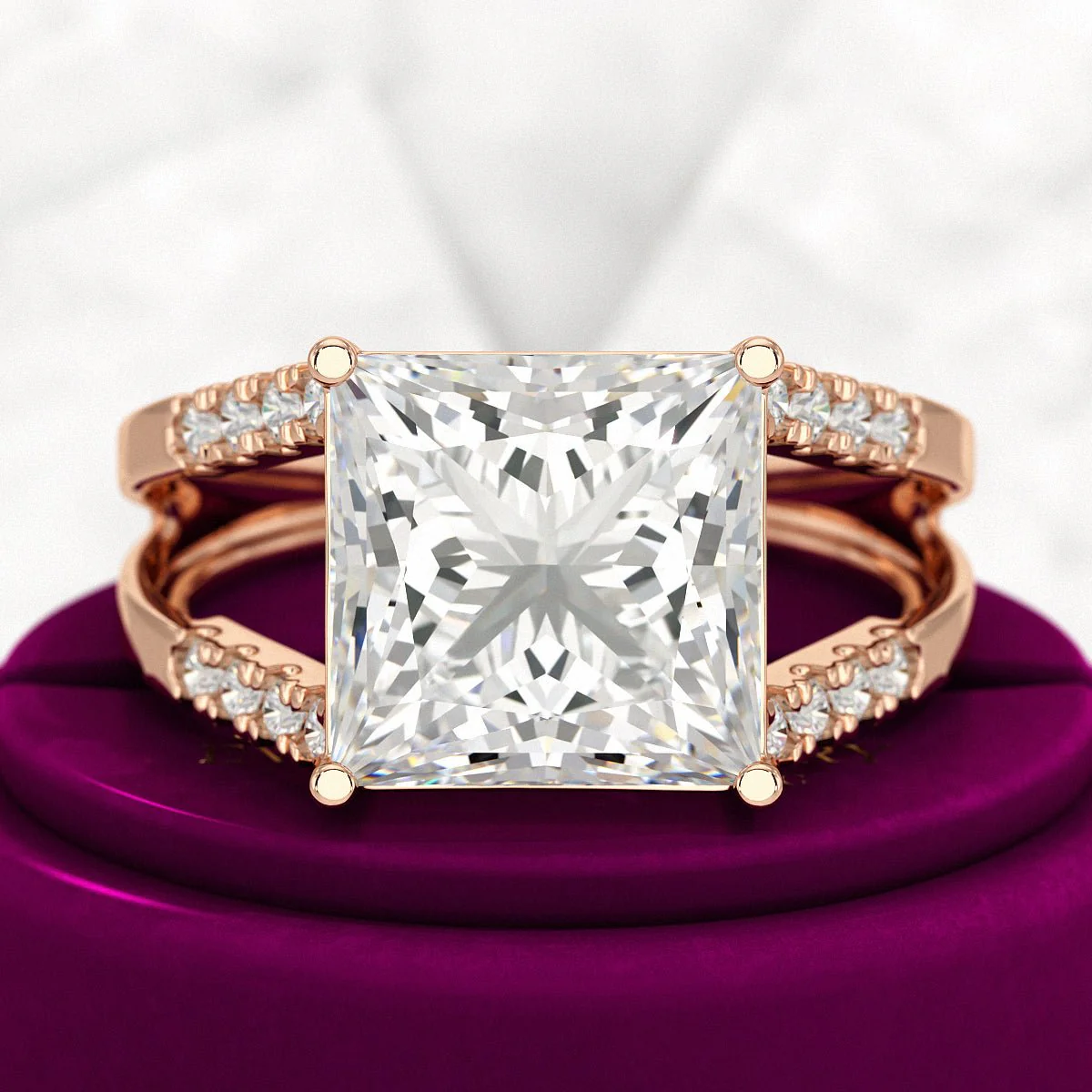 5 Carat Princess Cut Lab Grown Diamond Wedding Ring - Image 7