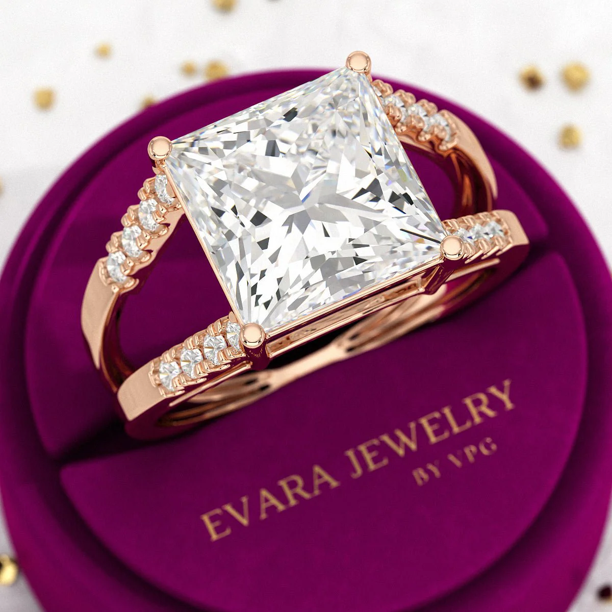 5 Carat Princess Cut Lab Grown Diamond Wedding Ring - Image 8