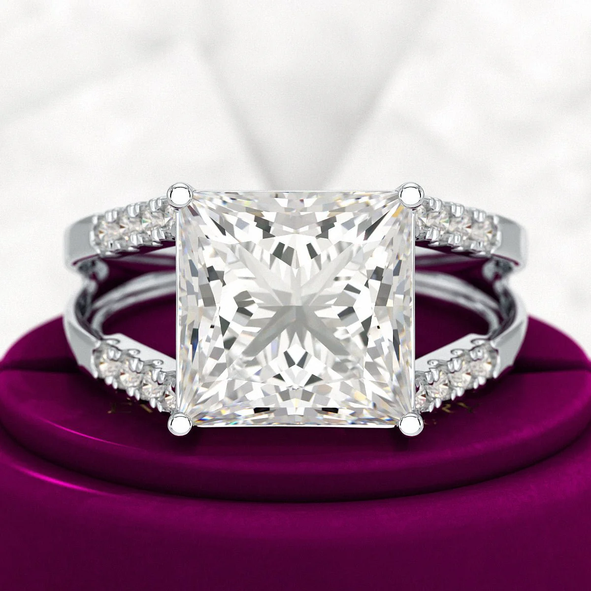 5 Carat Princess Cut Lab Grown Diamond Wedding Ring - Image 9