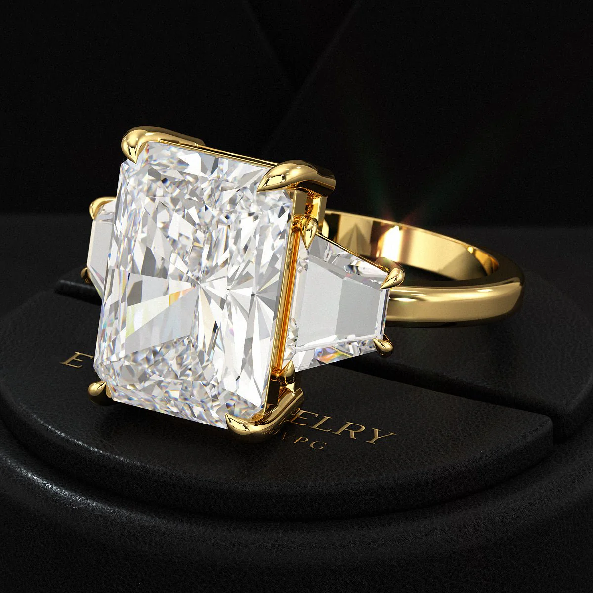 5 Carat Radiant Cut Diamond Engagement Ring - Image 4