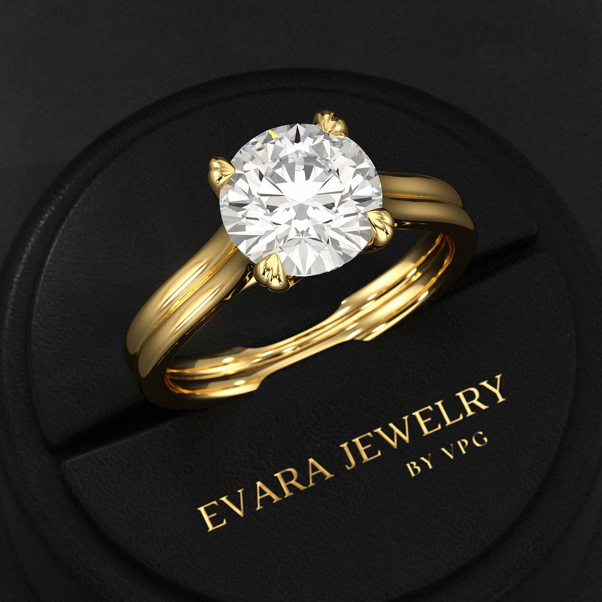 5 Carat Round Cut Lab Grown Diamond Twin Band Engagement Ring - Image 4