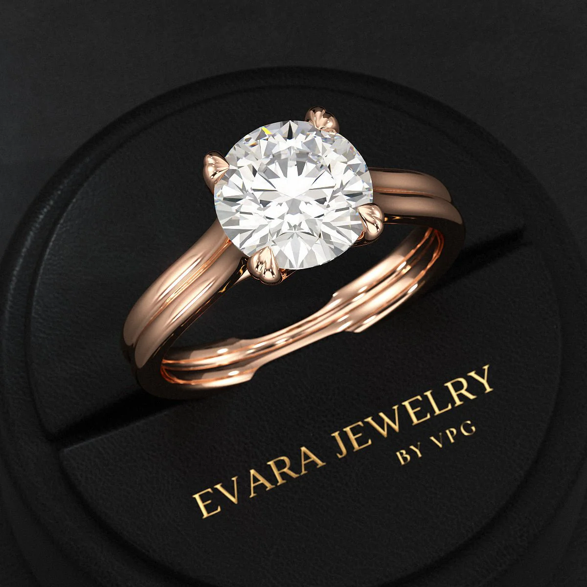 5 Carat Round Cut Lab Grown Diamond Twin Band Engagement Ring - Image 5