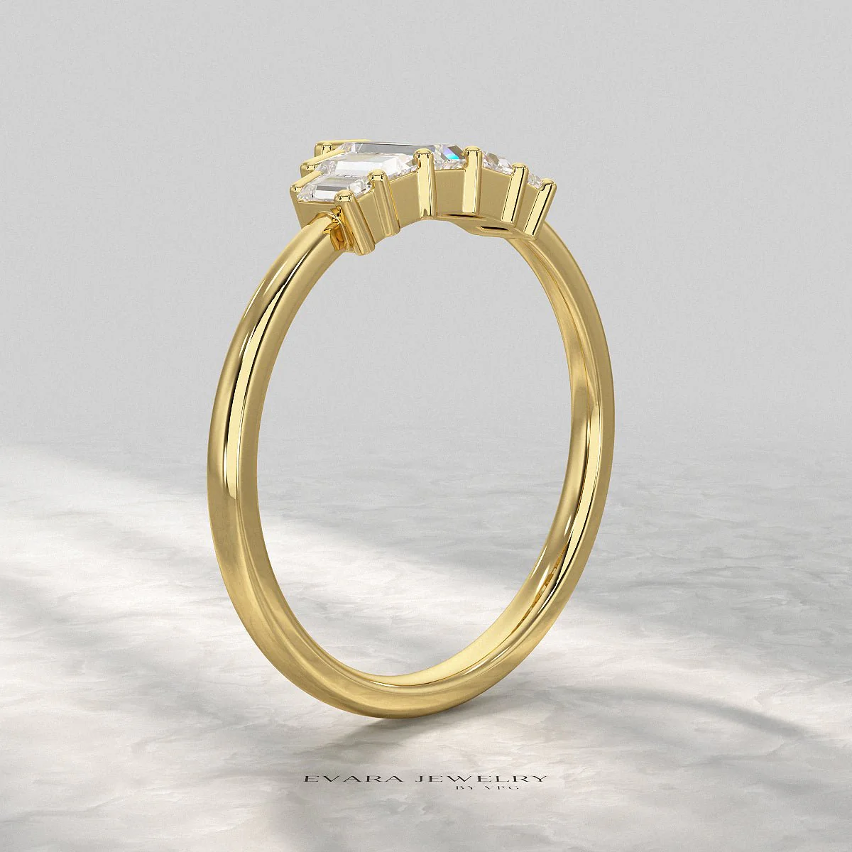 5 Stone Diamond Half Bezel Stacking Band - Image 17