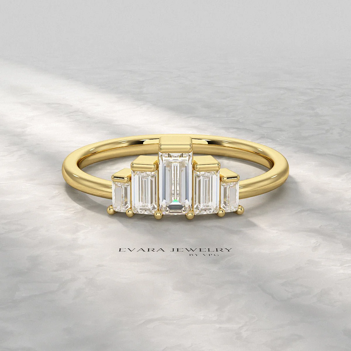 5 Stone Diamond Half Bezel Stacking Band - Image 20