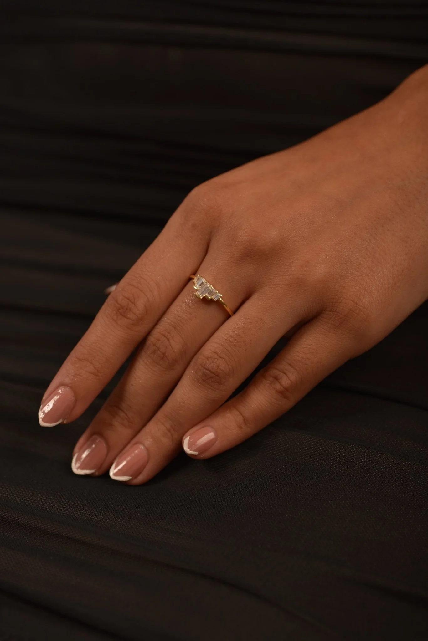 5 Stone Diamond Half Bezel Stacking Band - Image 4