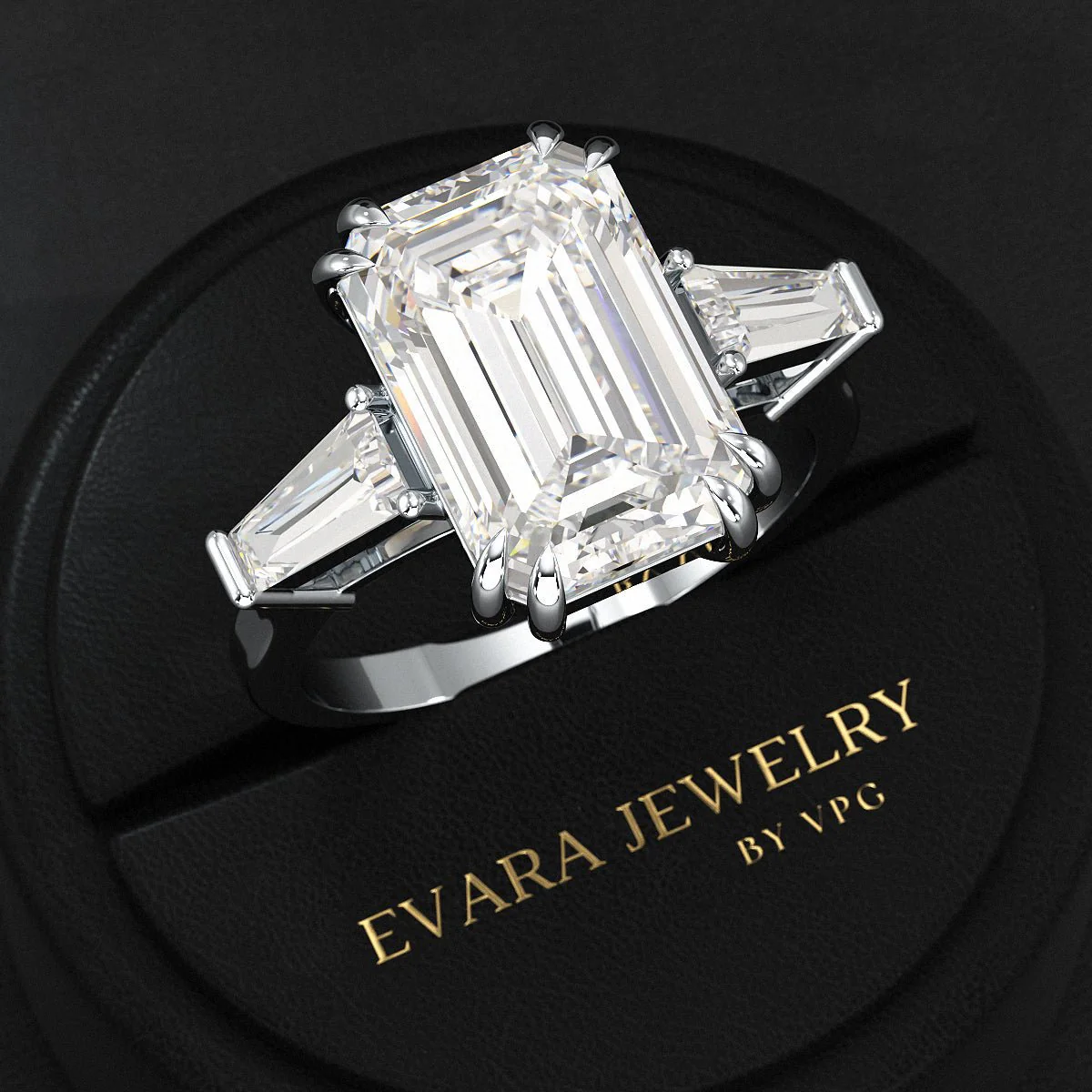 6 Carat Emerald Cut Diamond Engagement Ring - Image 8