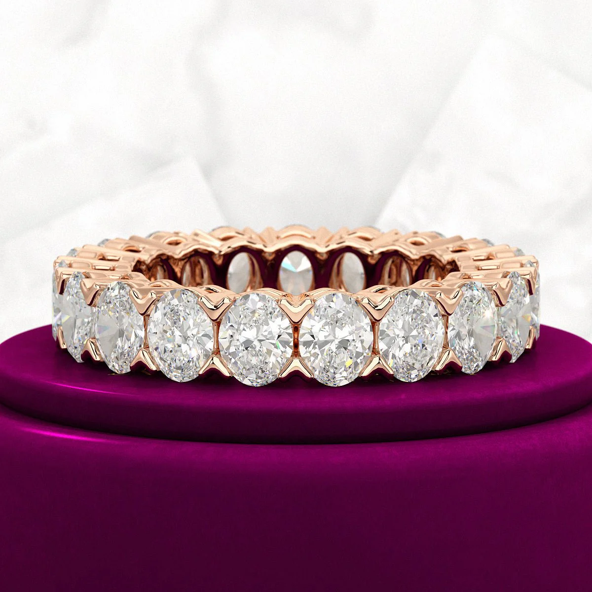 6 Carat Oval Cut Lab Grown Diamond Wedding Eternity Band - Image 10