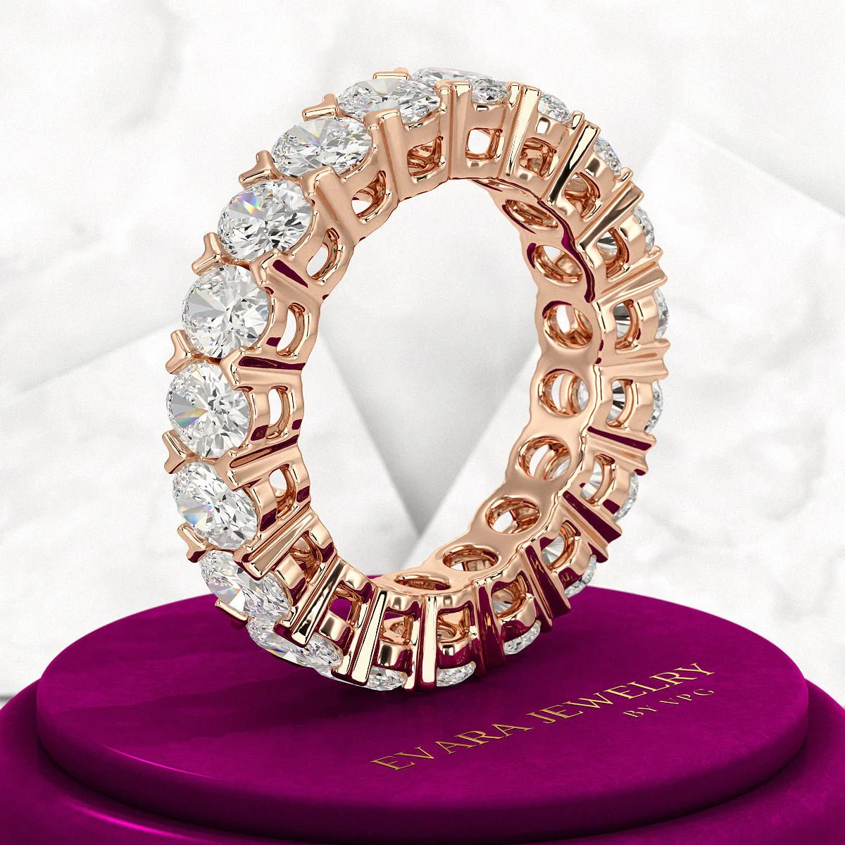6 Carat Oval Cut Lab Grown Diamond Wedding Eternity Band - Image 11