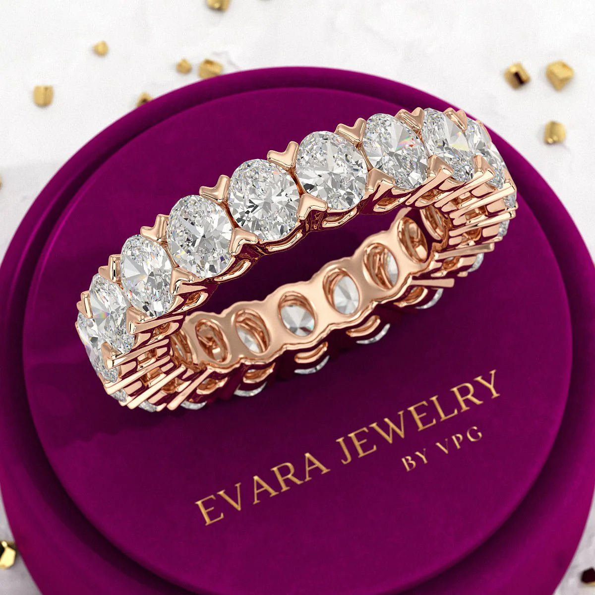 6 Carat Oval Cut Lab Grown Diamond Wedding Eternity Band - Image 13