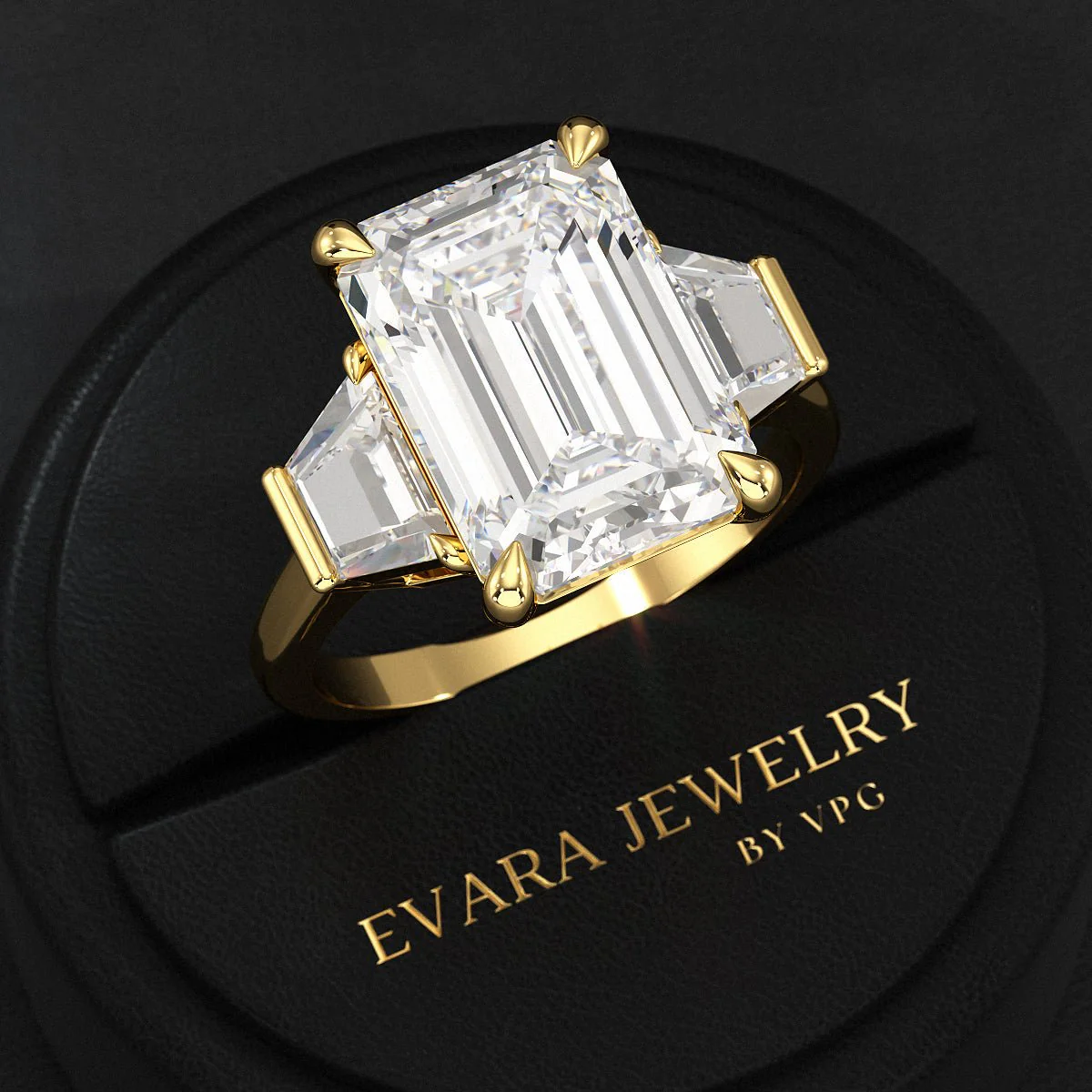 7 Carat Emerald Cut Diamond Wedding Ring - Image 2