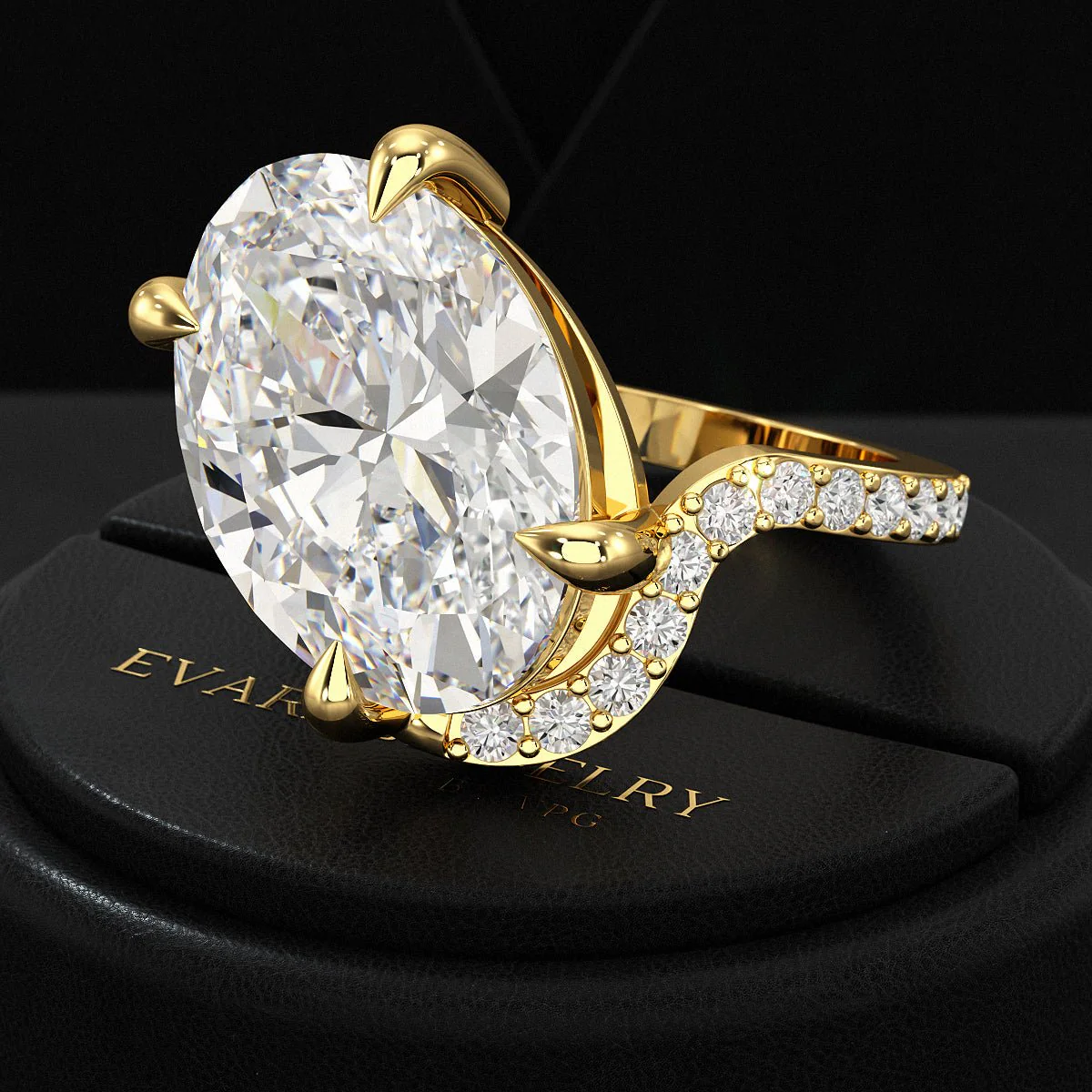 7 Carat Oval Diamond Wedding Band - Image 4