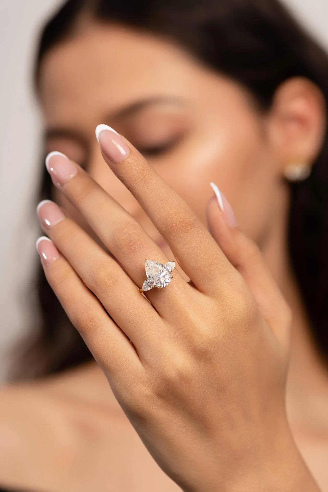 7 Carat Pear Cut Diamond Three Stone Ring with Accent Pear Diamonds - Image 5