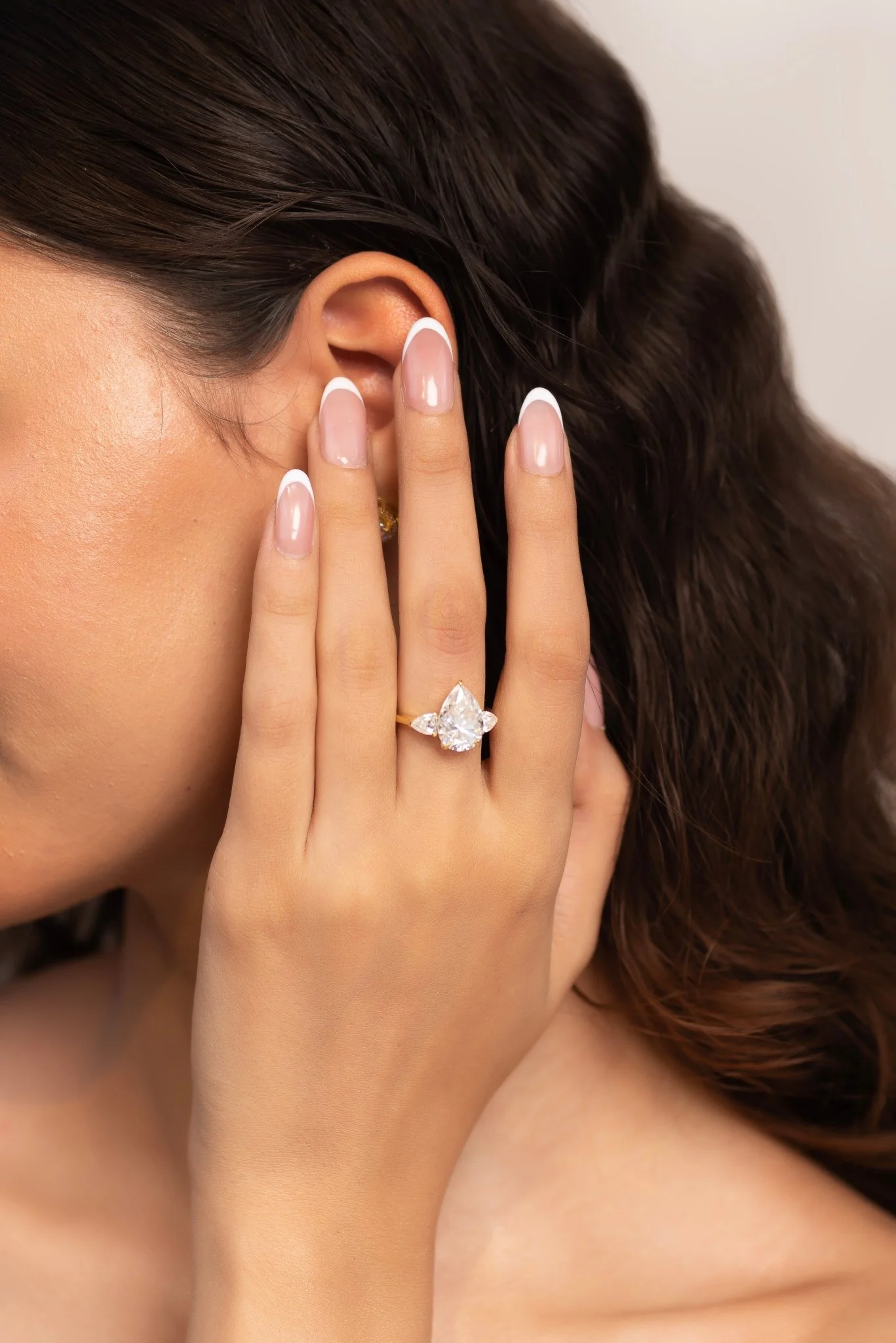 7 Carat Pear Cut Diamond Three Stone Ring with Accent Pear Diamonds - Image 6