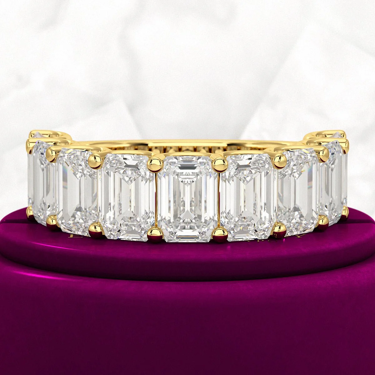 7 Carats Emerald Cut Diamond Minimalist Stacking Band - Image 5